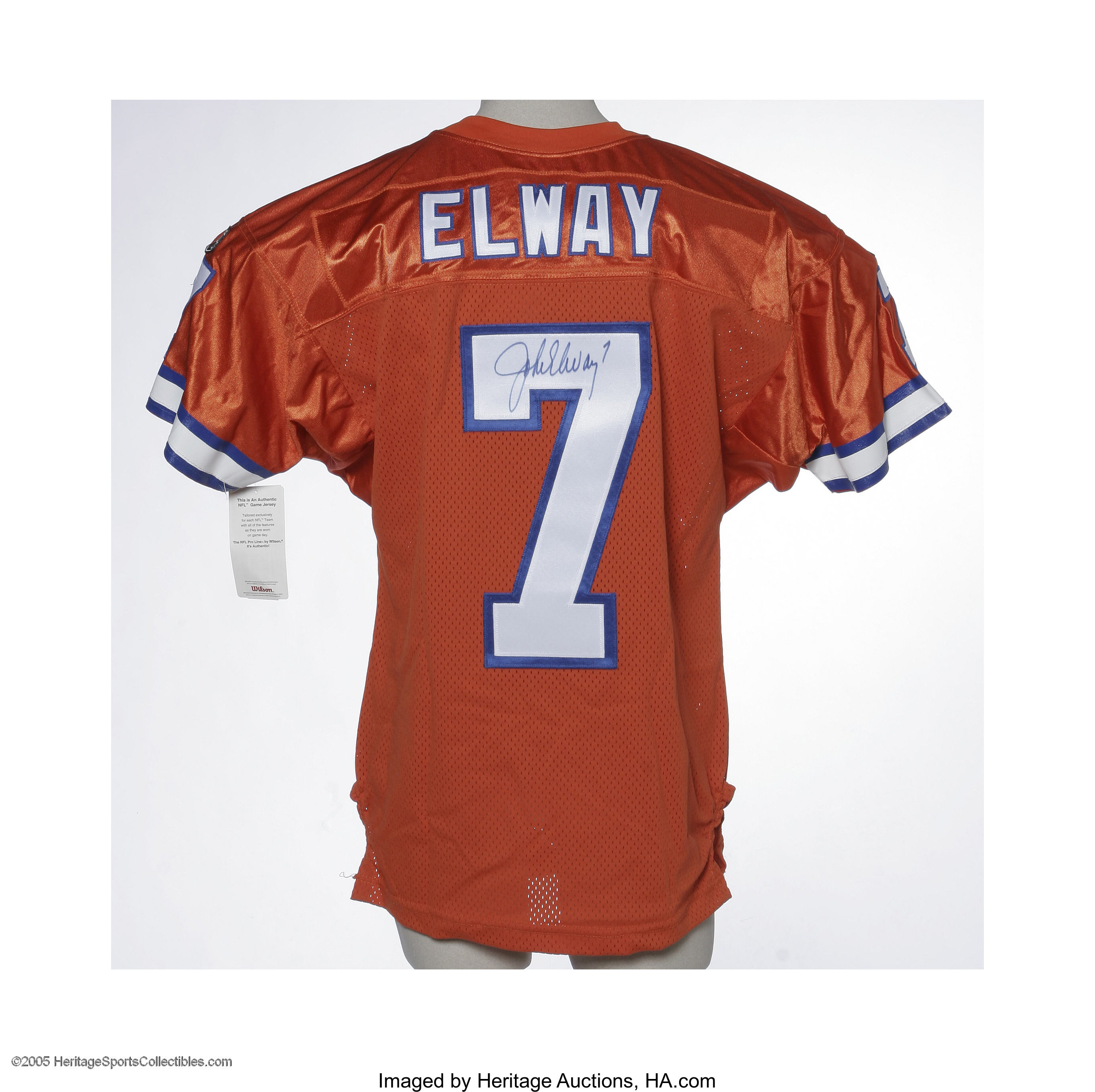John Elway Signed Jersey. High-quality replica jersey is signed on, Lot  #10208