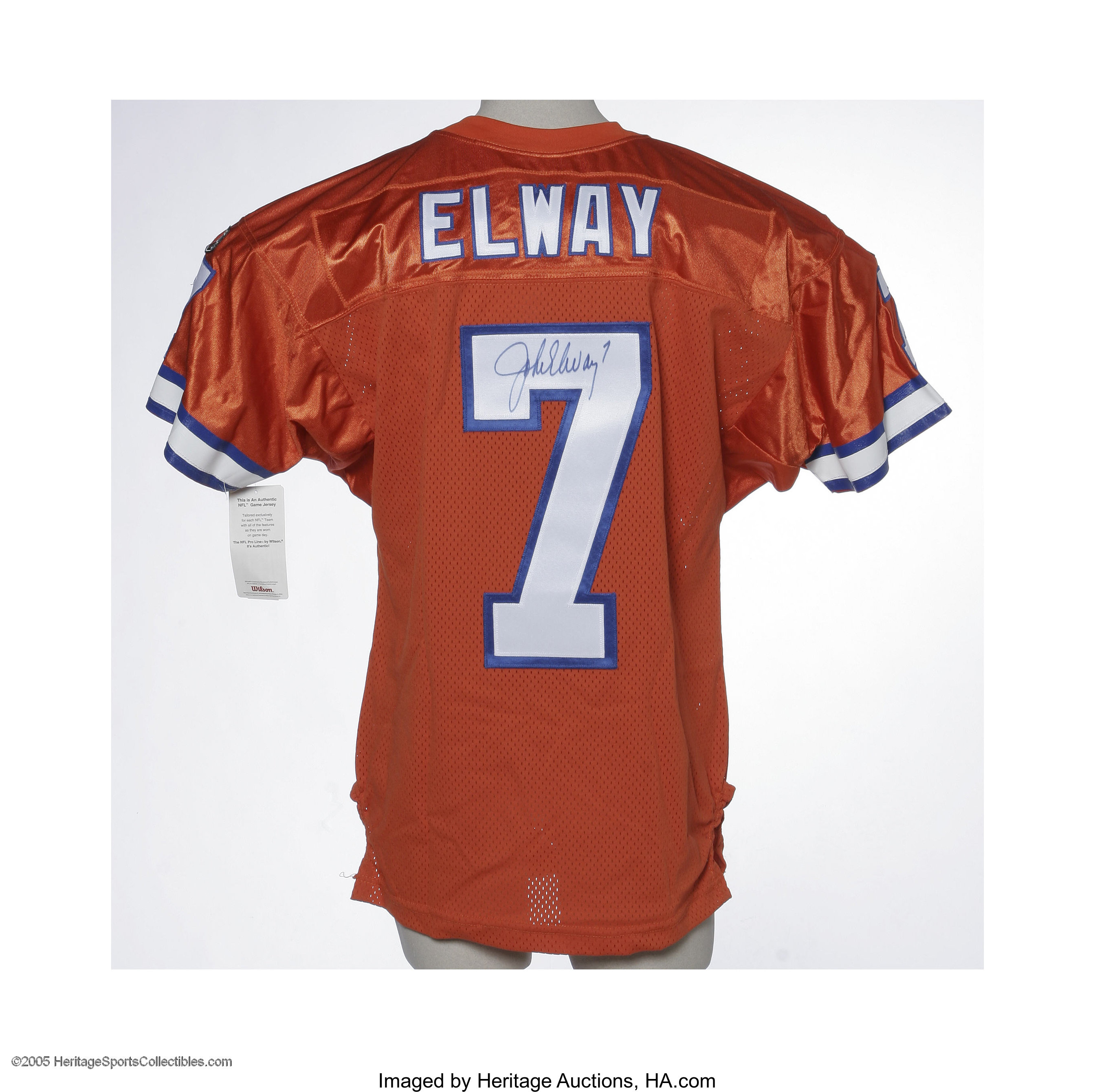 John Elway Signed Jersey. High-quality replica jersey is signed on