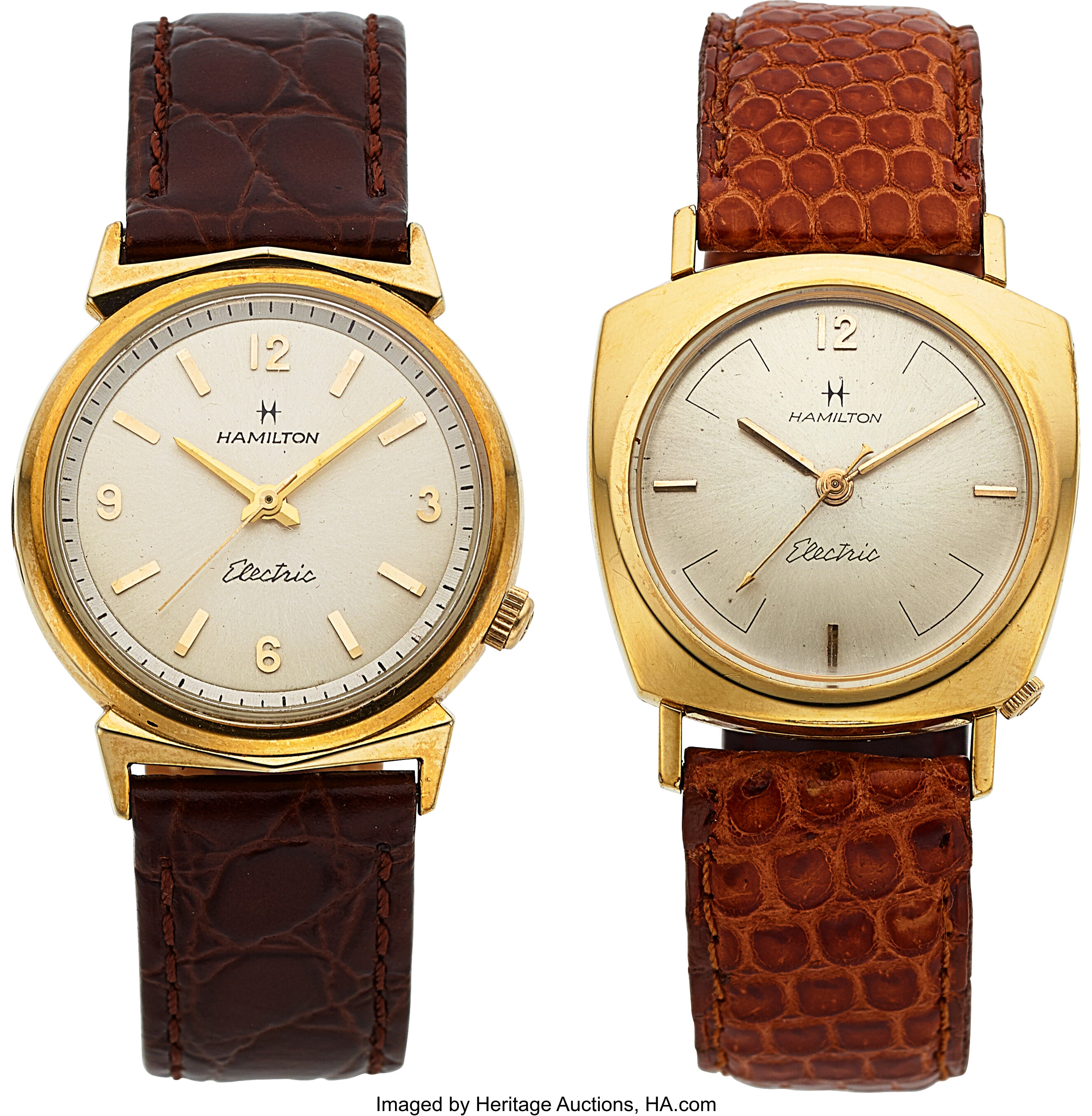 Two Hamilton Electric Wristwatches Nautilus 404 and Taurus 10K Lot 54288 Heritage Auctions