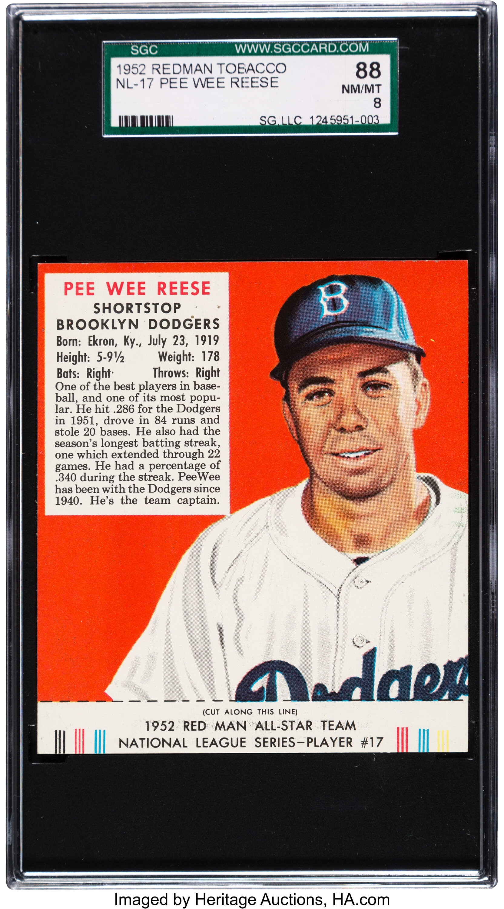 1952 Red Man Tobacco Pee Wee Reese