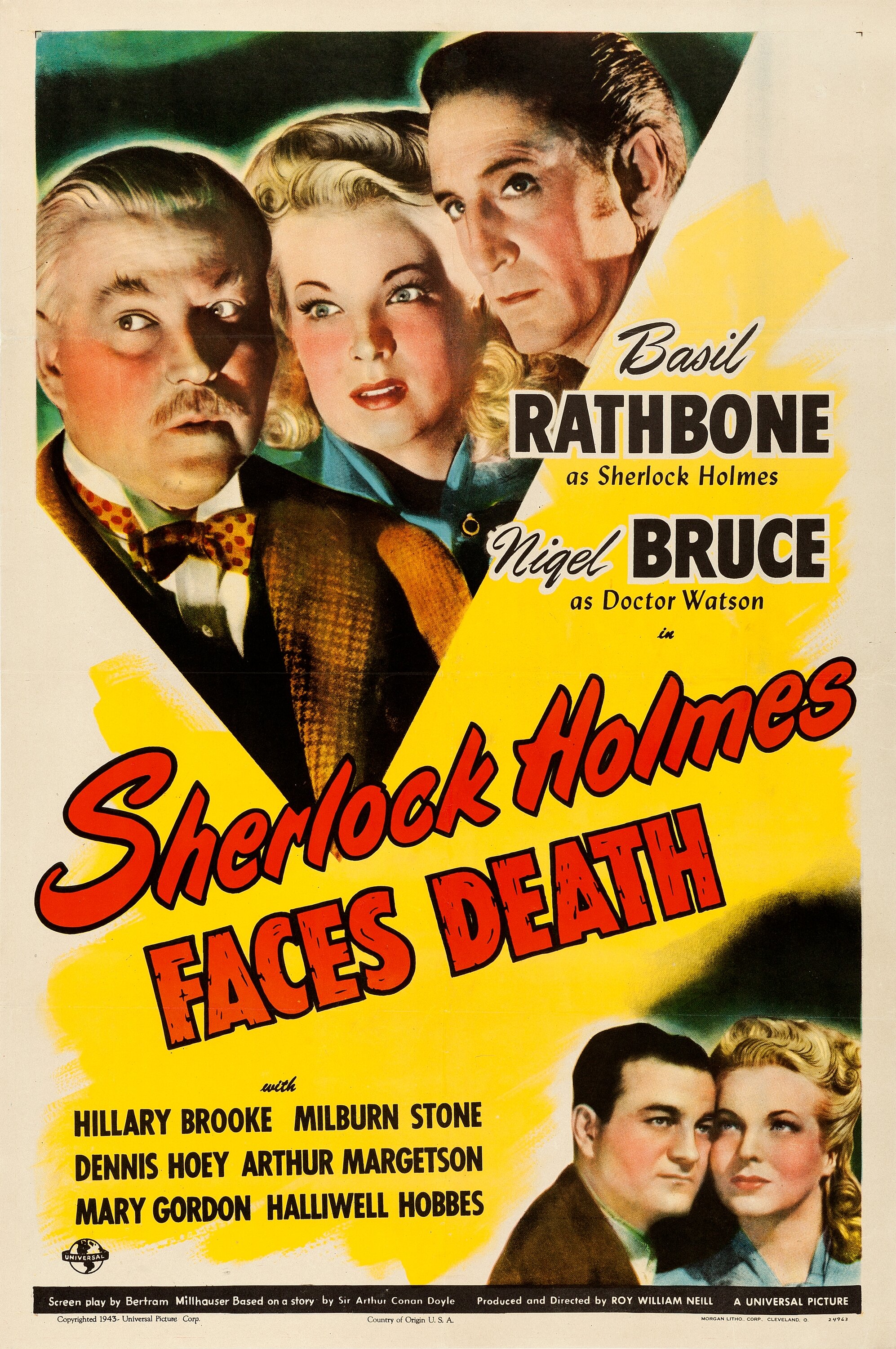 Sherlock Holmes Faces Death (Universal, 1943). Very Fine on Linen ...