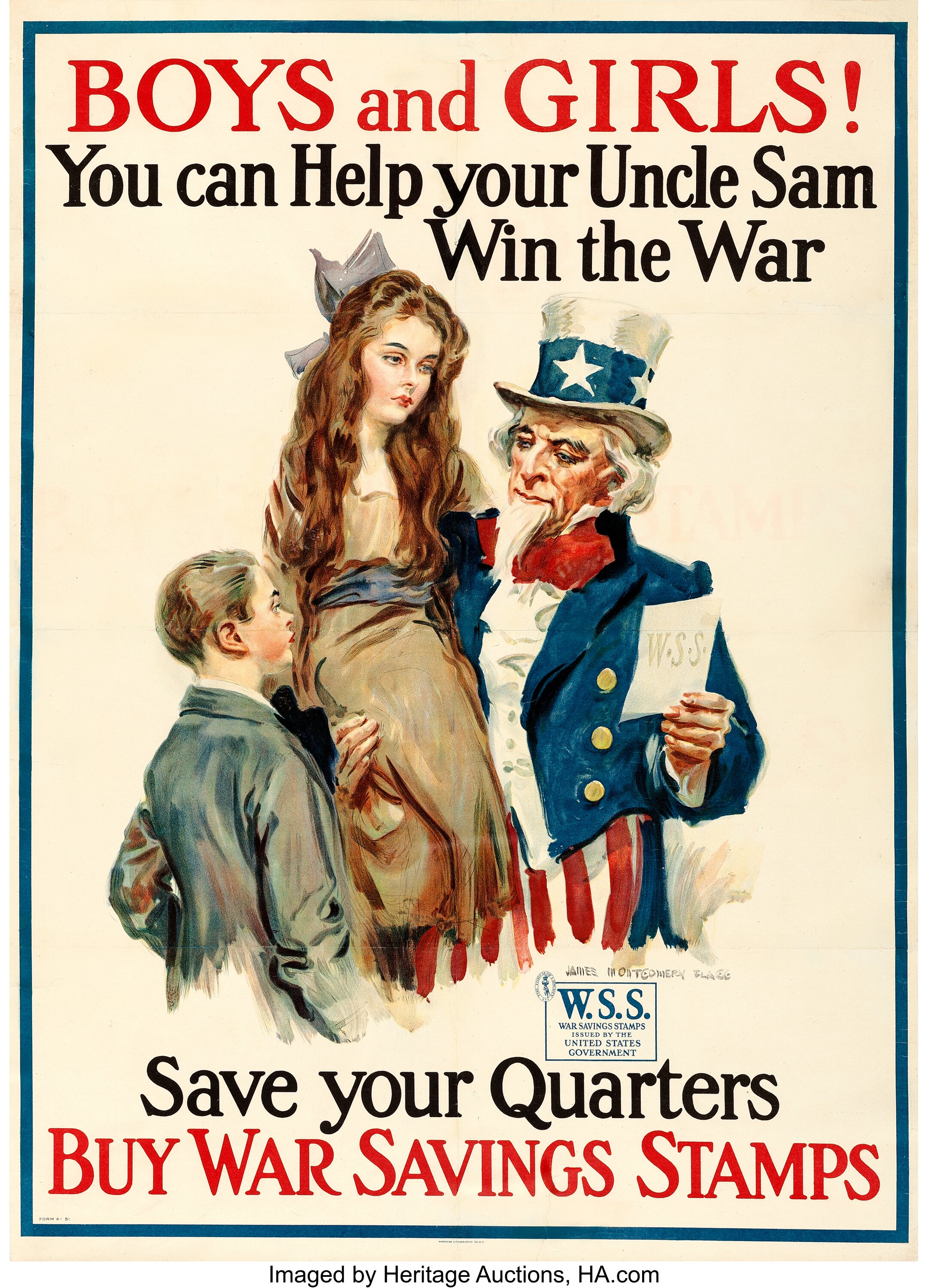 World War I Propaganda by James Montgomery Flagg (19171918). Fine+