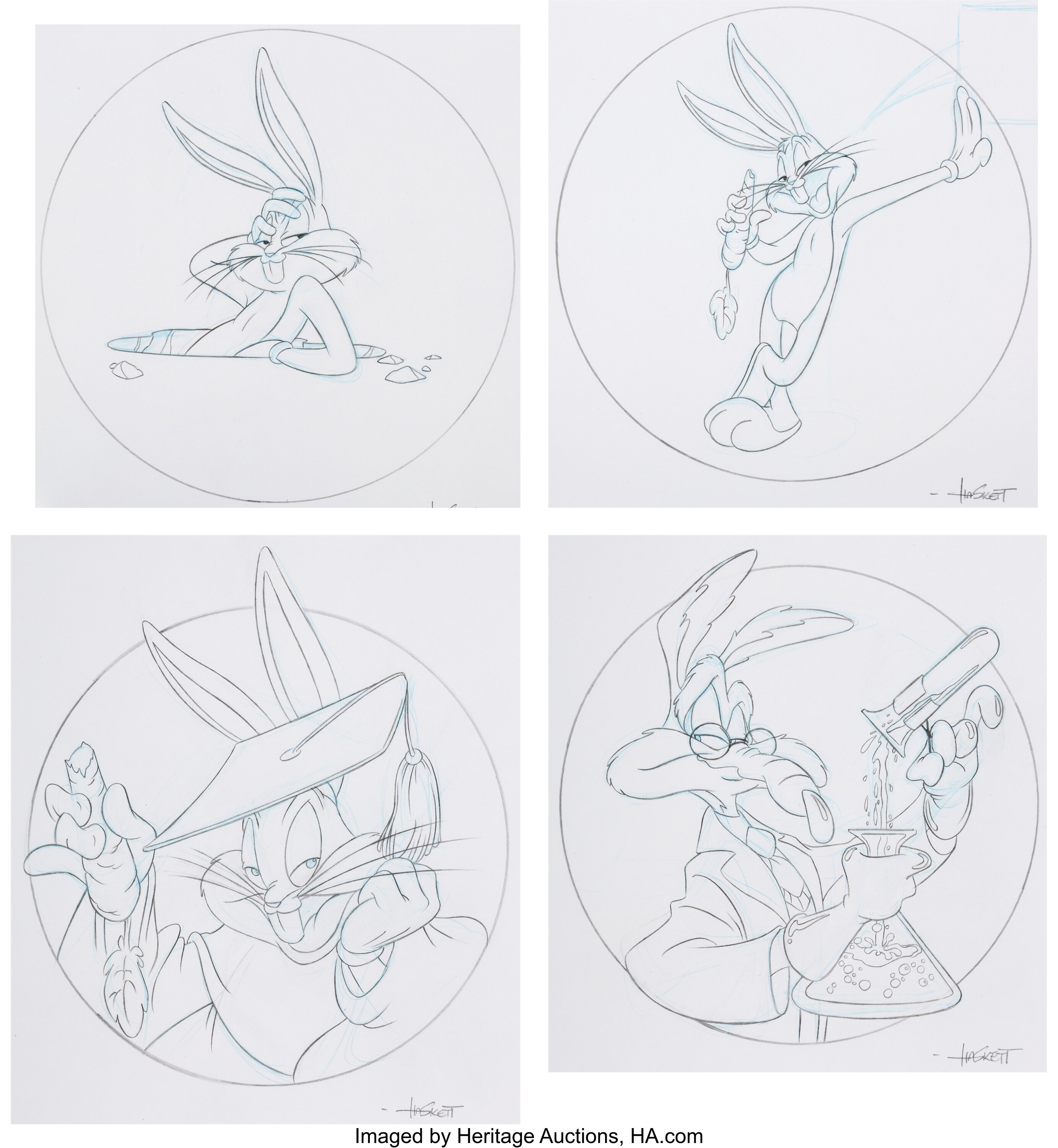 Bugs Bunny and Wile E. Coyote Merchandise Design Art Group of 4 | Lot