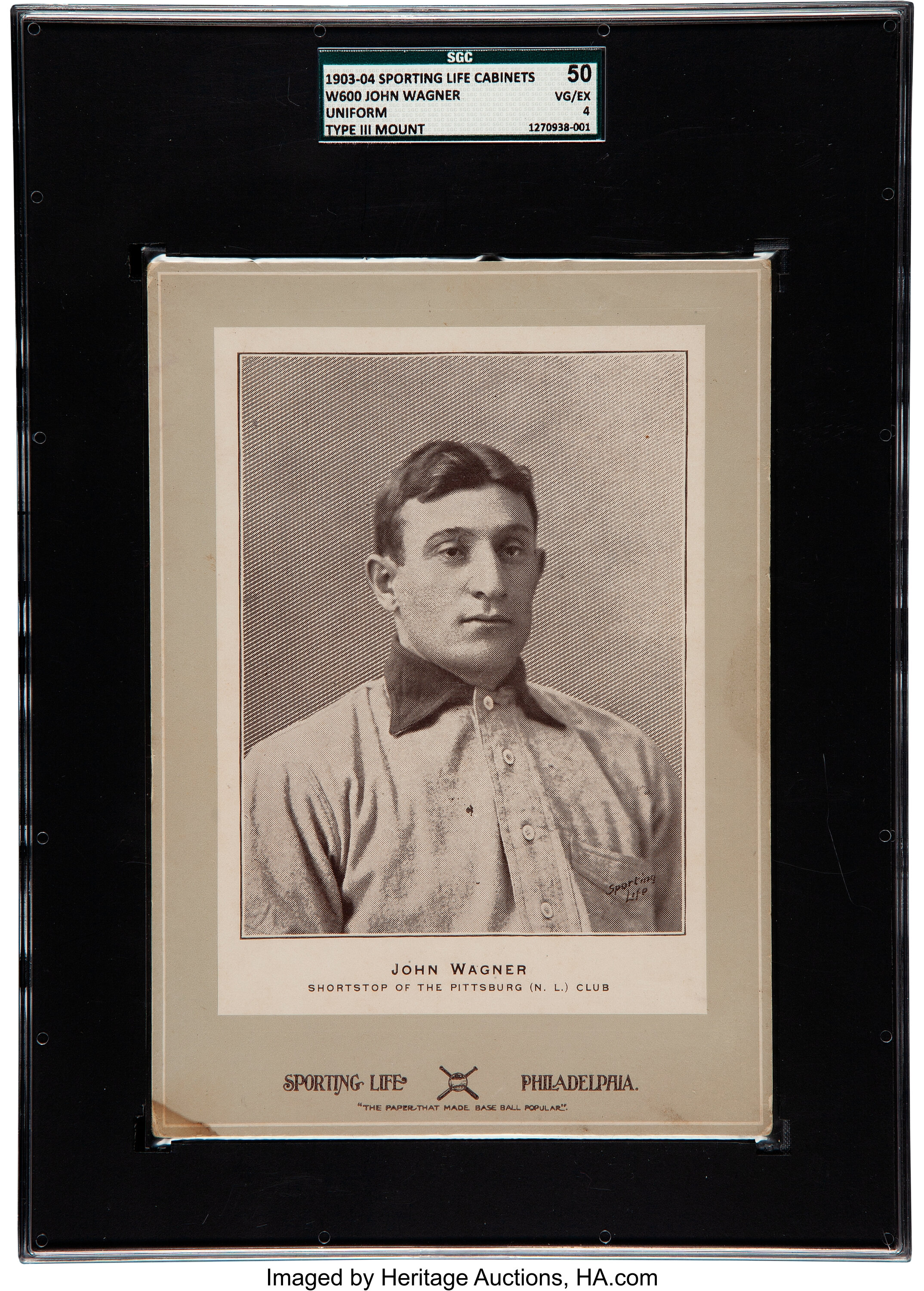 1903 04 W600 Sporting Life Honus Wagner Type 3 Sgc 50 Vg Ex 4 Lot Heritage Auctions