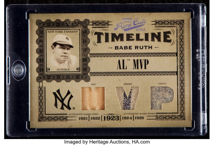 2005 Playoff Prime Cuts Babe Ruth Timeline Bat/Jersey/Pants Relic, Lot  #44058
