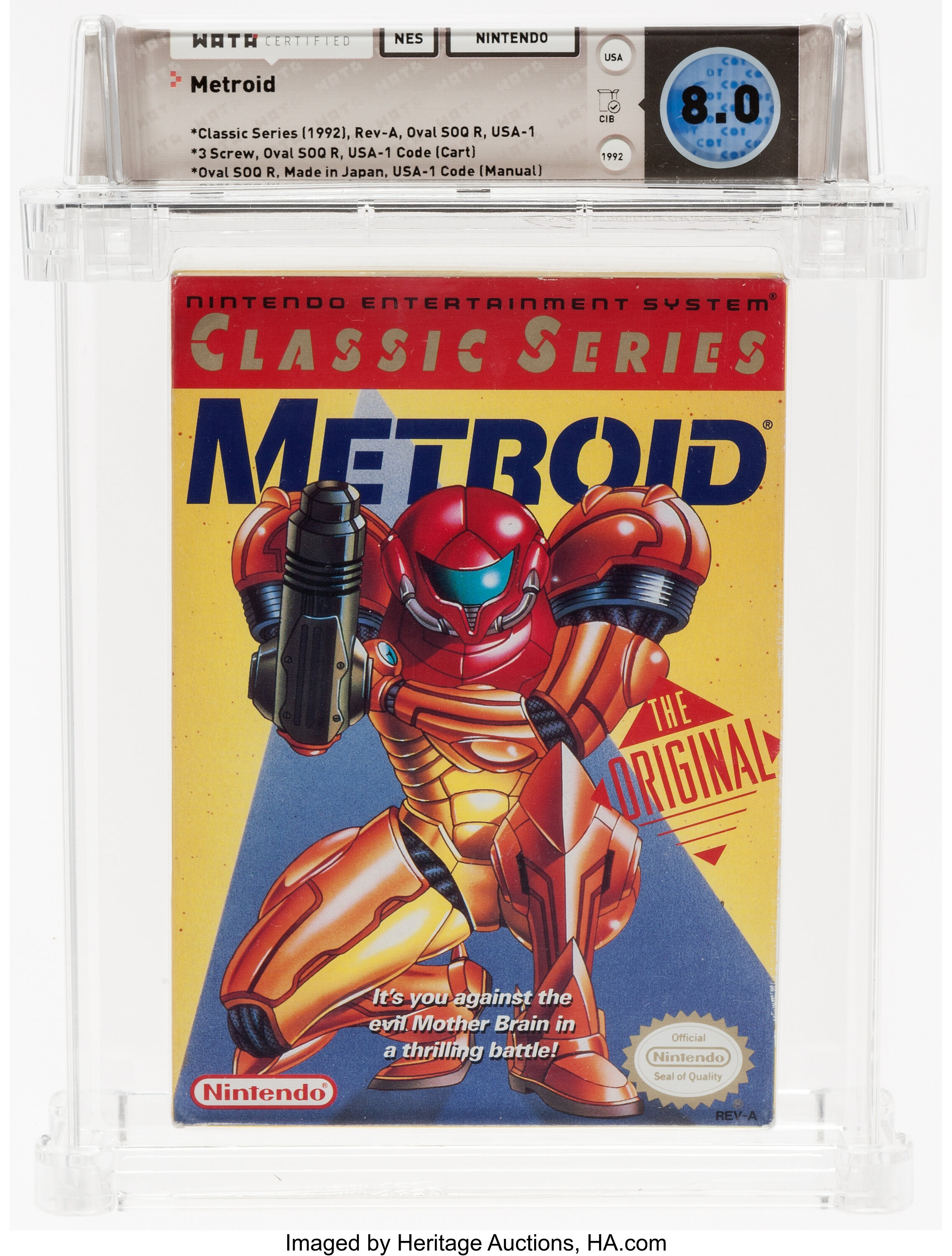 Metroid Nes Nintendo 1992 Wata 8 0 Cib Complete In Box Lot 12218 Heritage Auctions