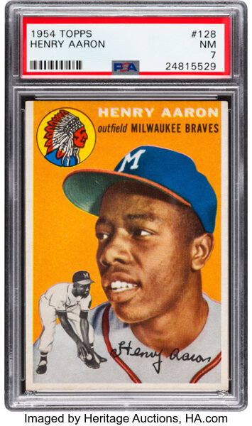 1954 Topps Hank Aaron #128 PSA NM 7. Baseball Cards Singles, Lot #80200