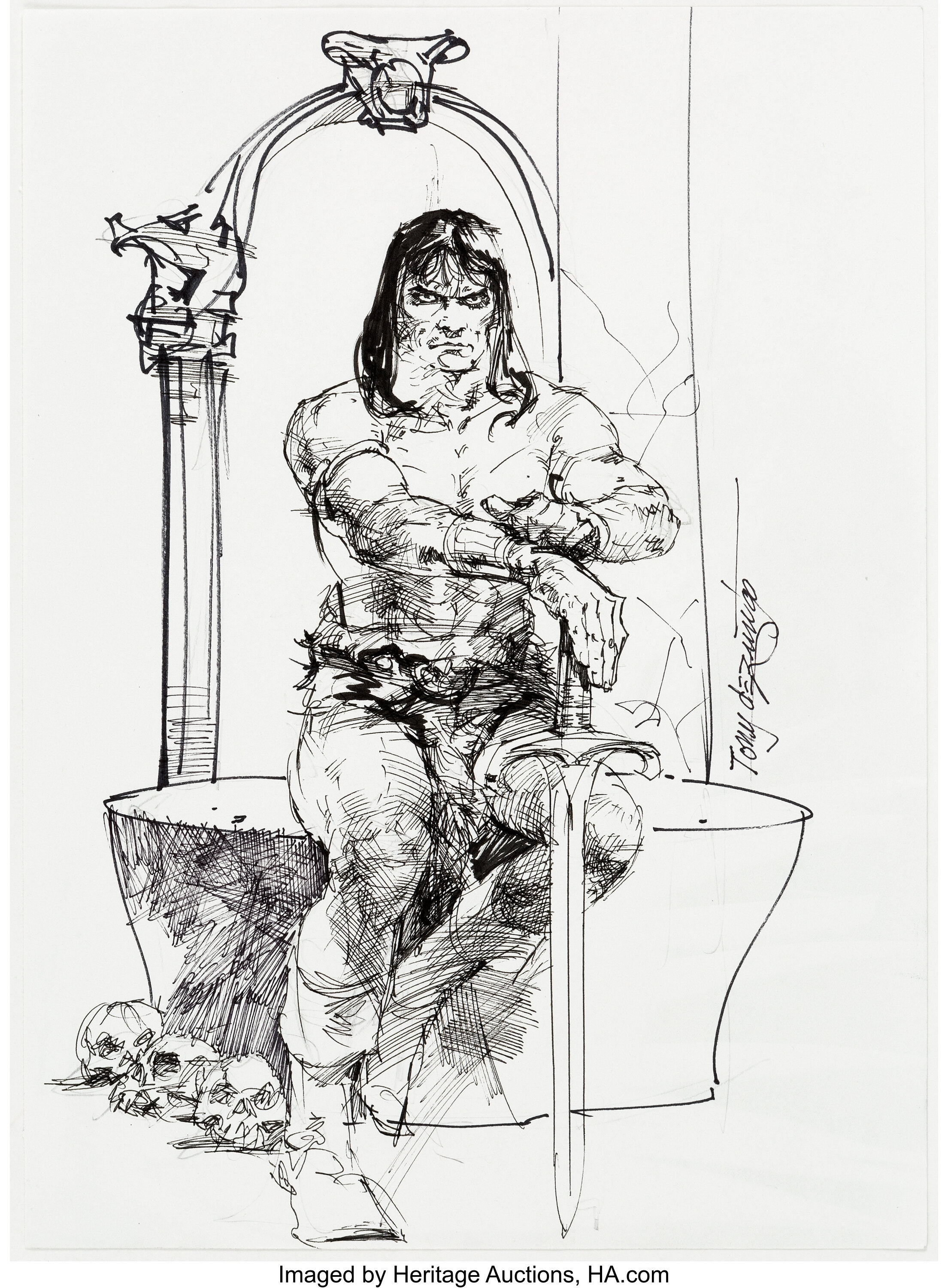 Tony Dezuniga Conan Illustration Original Art Undated Lot