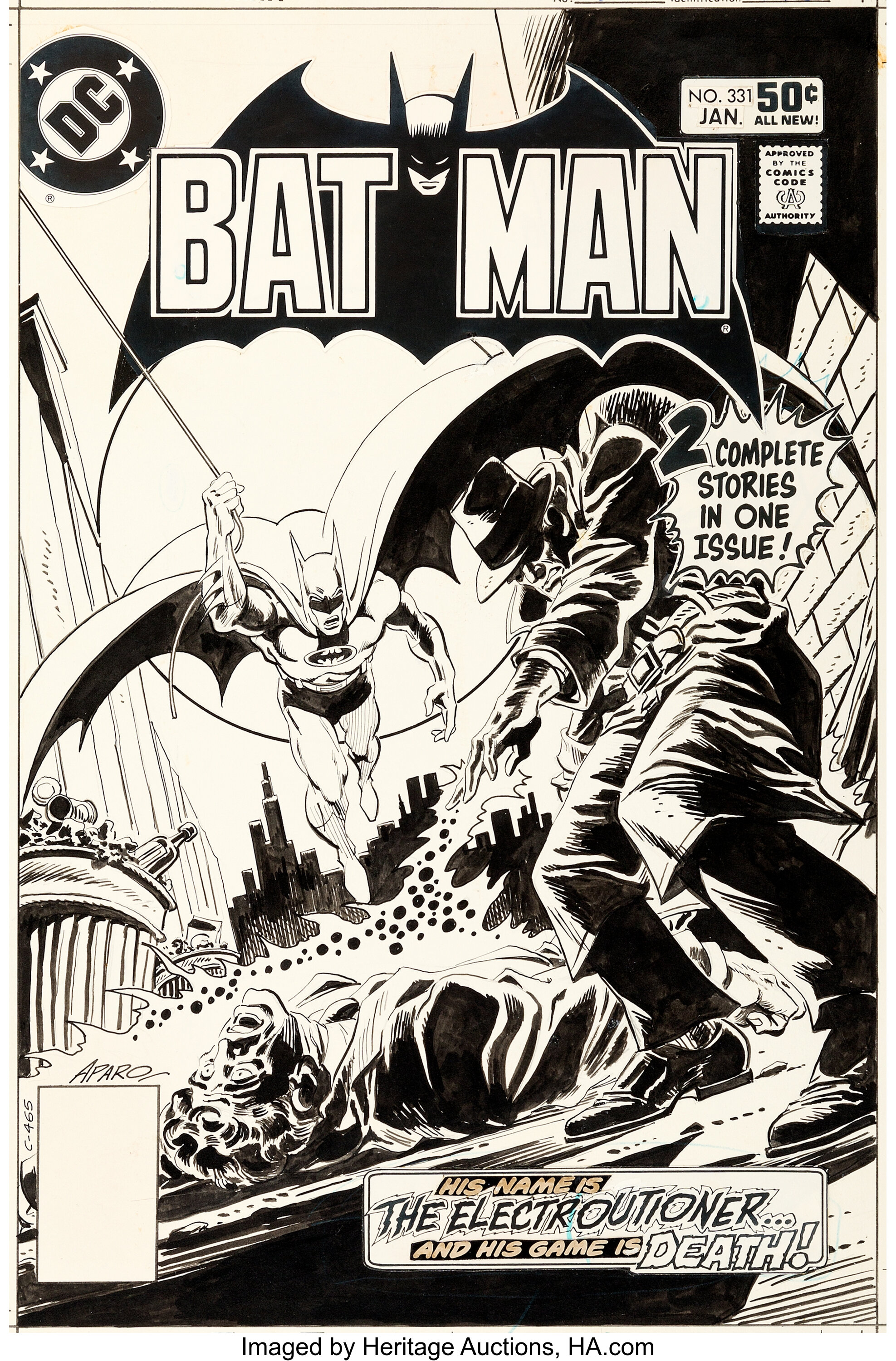 Jim Aparo Batman #331 Cover Original Art (dc, 1981). Original 