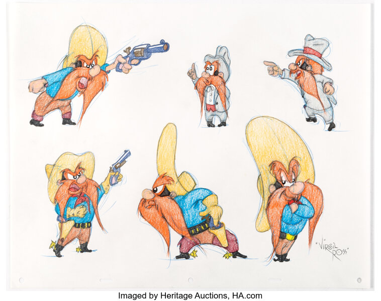 Original Warner Brothers Virgil Ross Model Sheet Animation Drawing fea –