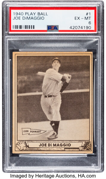 A 1940 Play Ball Joe DiMaggio Baseball Card No. 1 (SGC 1)