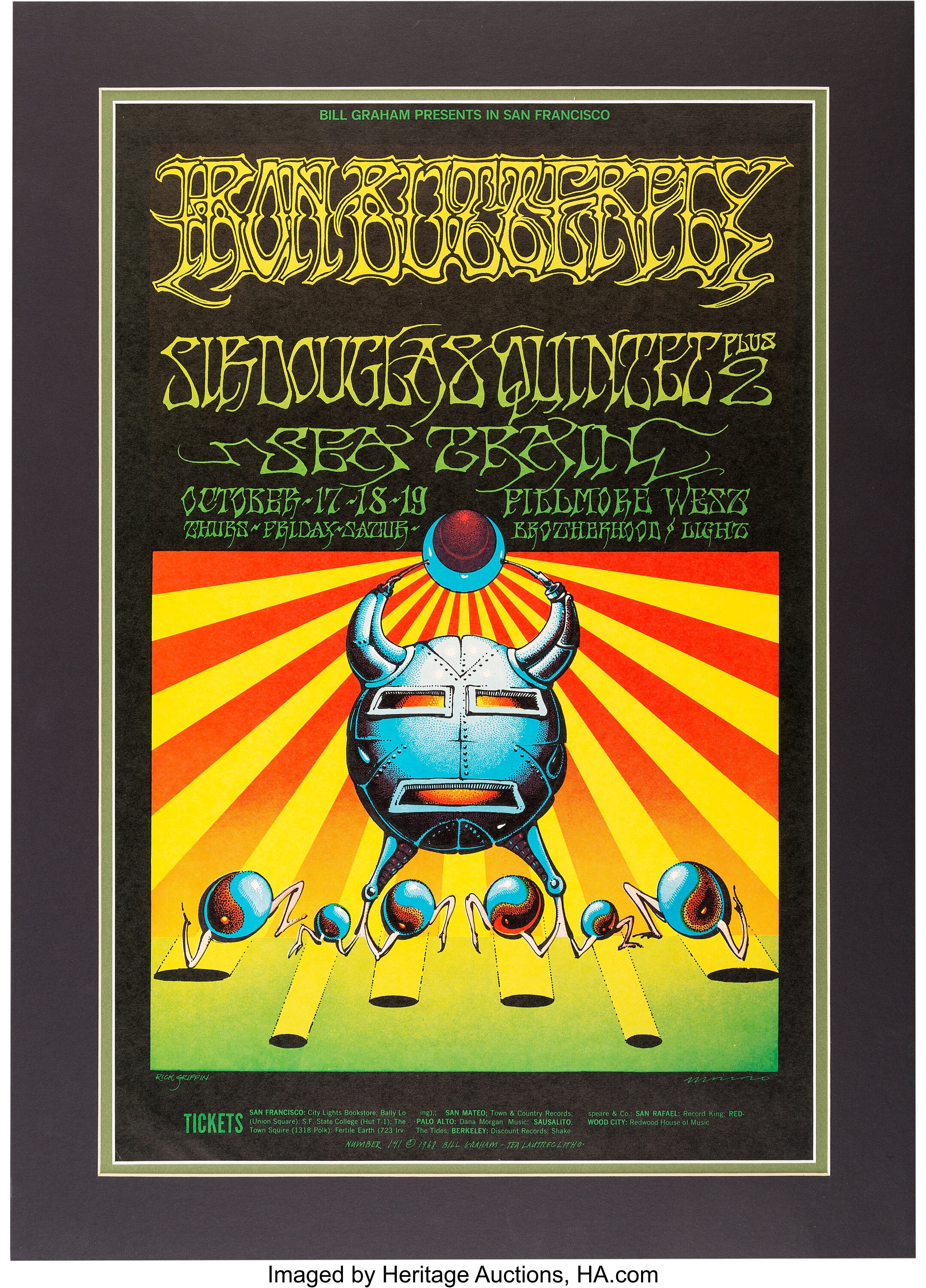 Iron Butterfly Fillmore West Concert Poster BG-141 (1968). ... | Lot ...