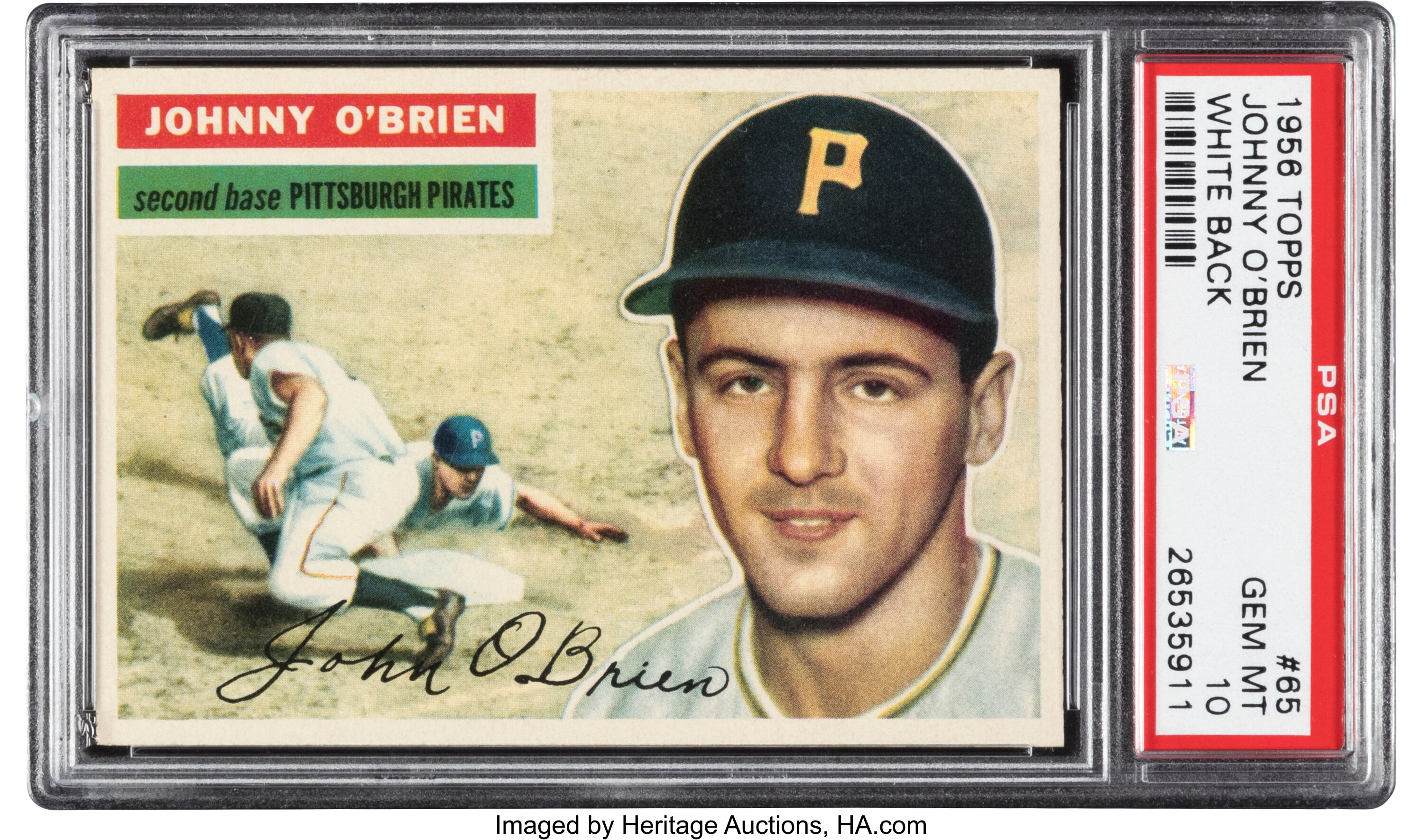 1956 Topps Johnny O'Brien (White Back) #65 PSA Gem Mint 10 - Pop | Lot ...