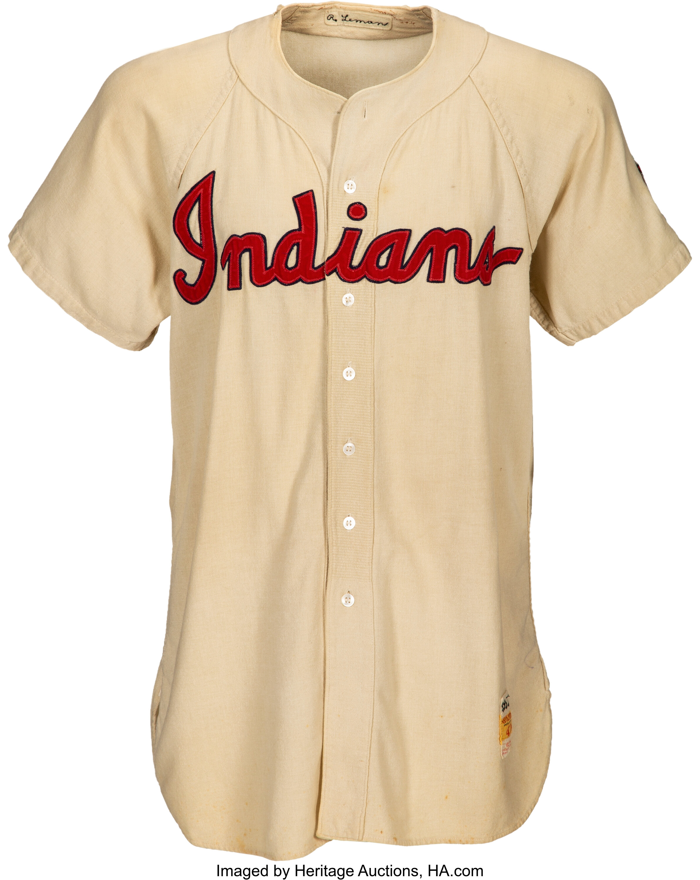 1955 Bob Lemon Game Worn Cleveland Indians Jersey with Matching, Lot  #80063