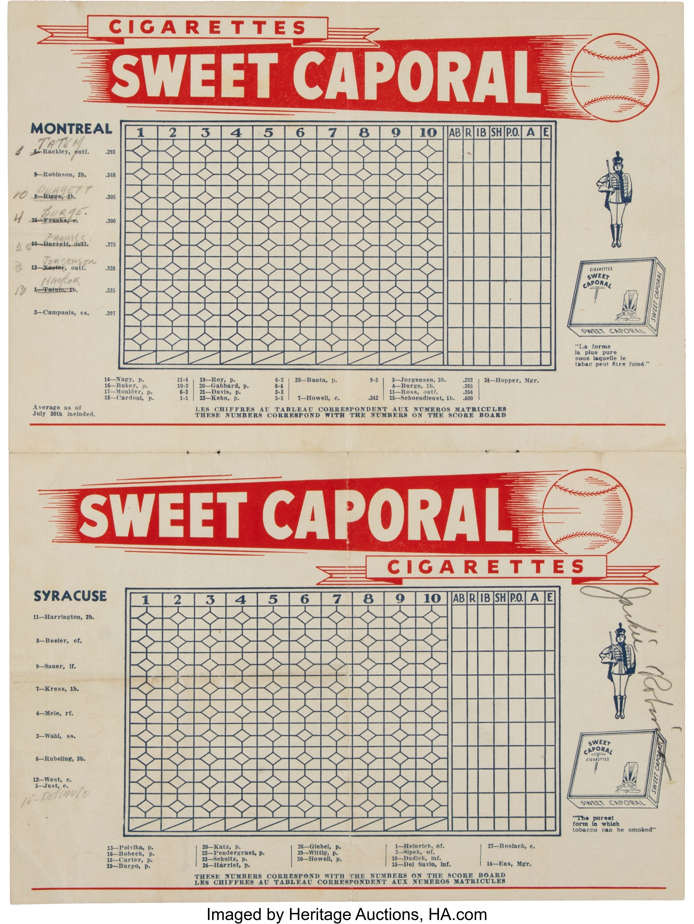 1946 Jackie Robinson Signed Montreal Royals Minor League, Lot #80488