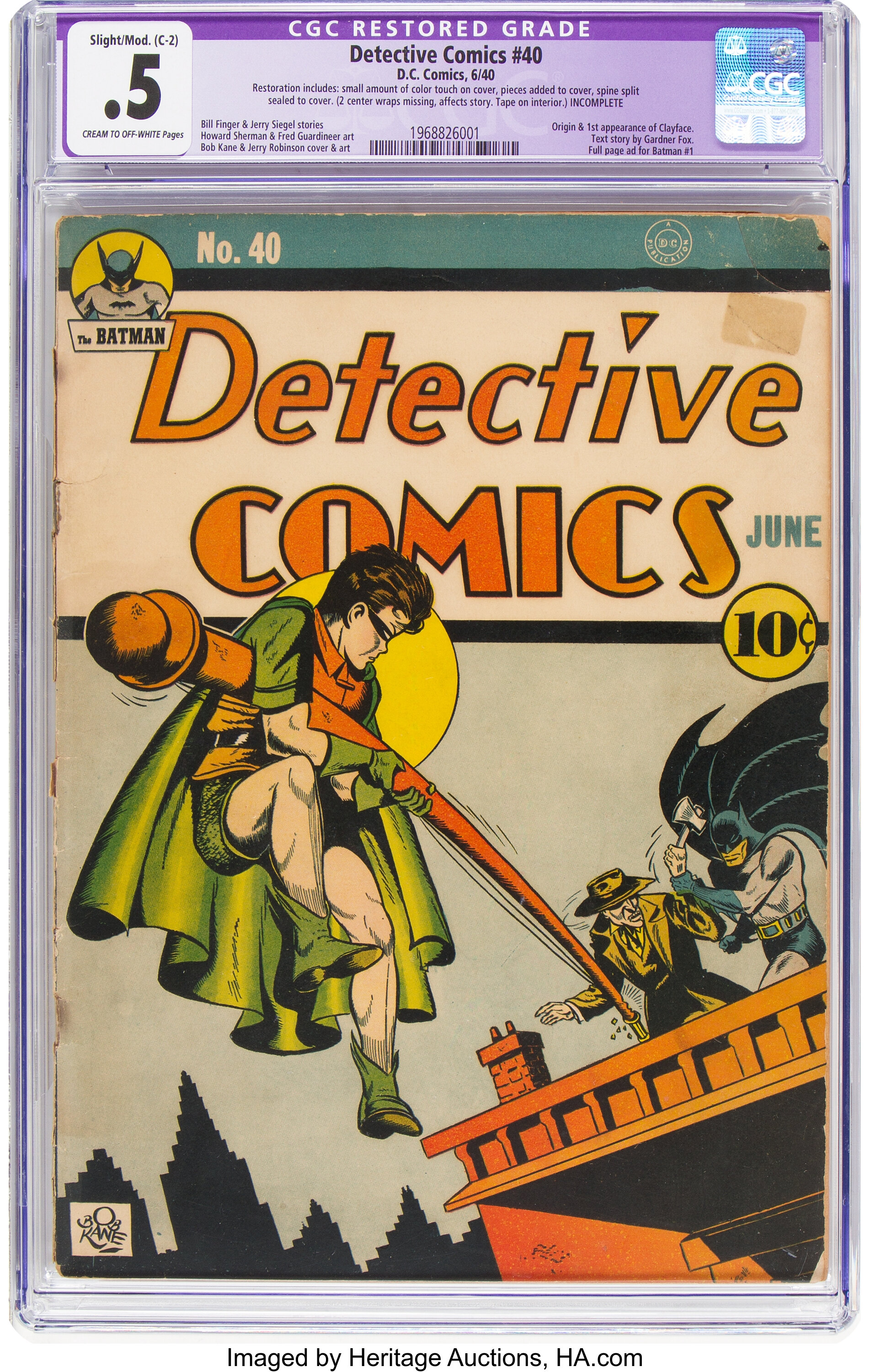 Detective Comics #40 Incomplete (DC, 1940) CGC Apparent PR 0.5 | Lot ...