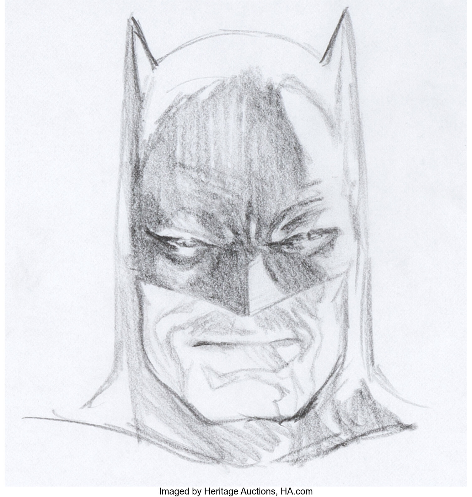 Alex Ross - Batman Headshot Illustration Original Art (c. | Lot #94823 ...