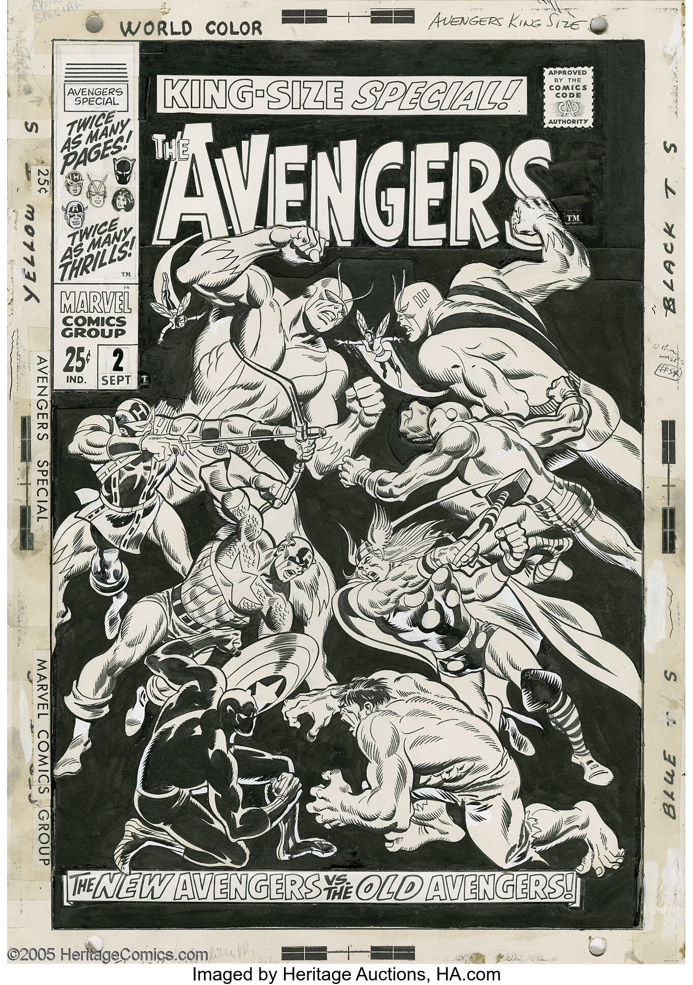 John Buscema - Avengers Annual #2 Cover Original Art (Marvel, 1968