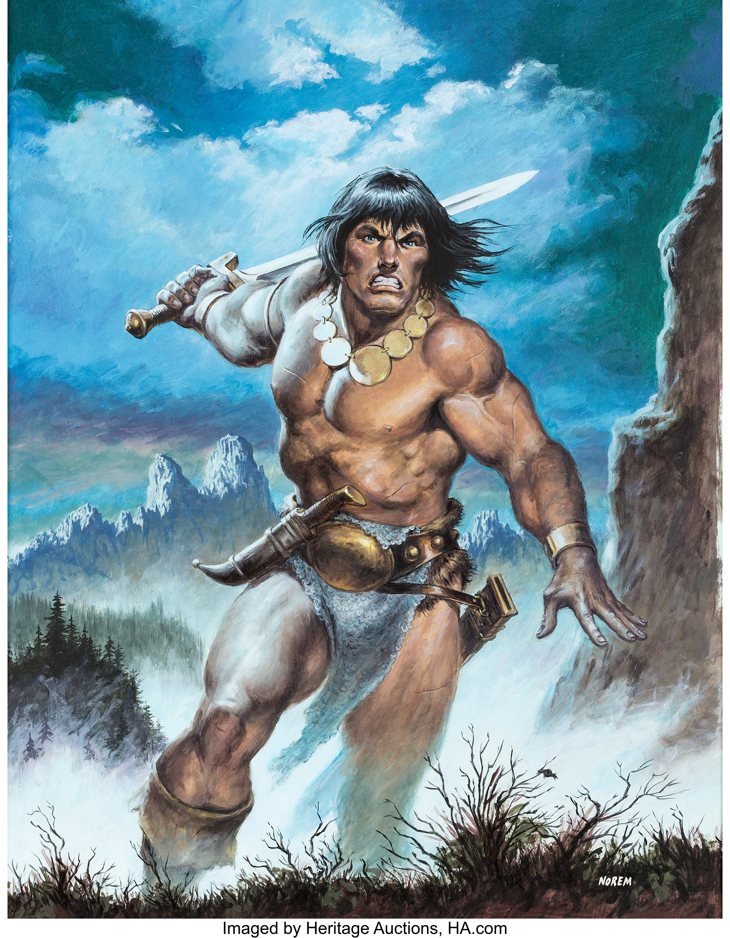 Earl Norem Savage Sword of Conan #171 Cover Original Art (Marvel, | Lot ...