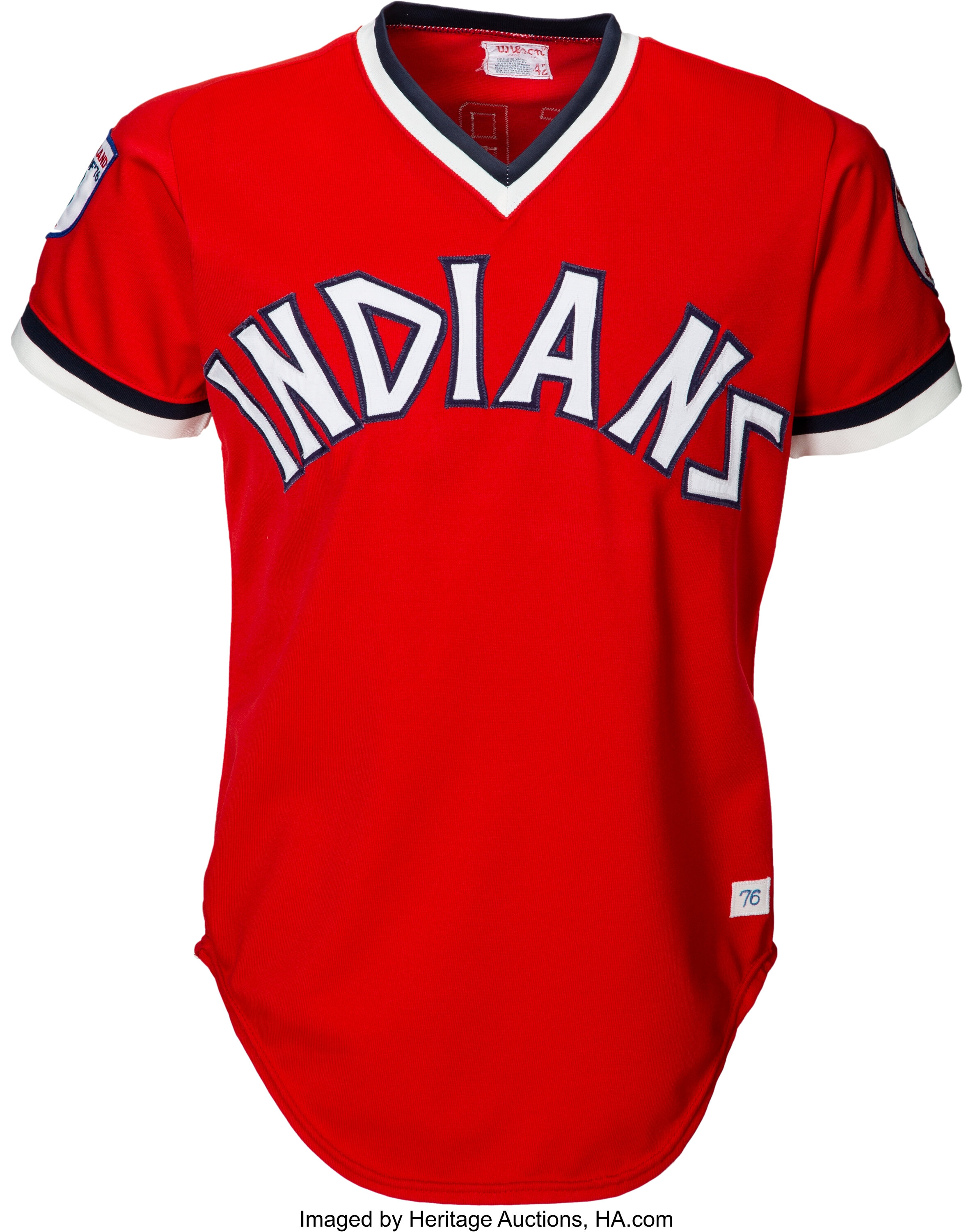 Cleveland Indians 1976 Cooperstown Throwback Men's Red Away Jersey w/  Team Patch