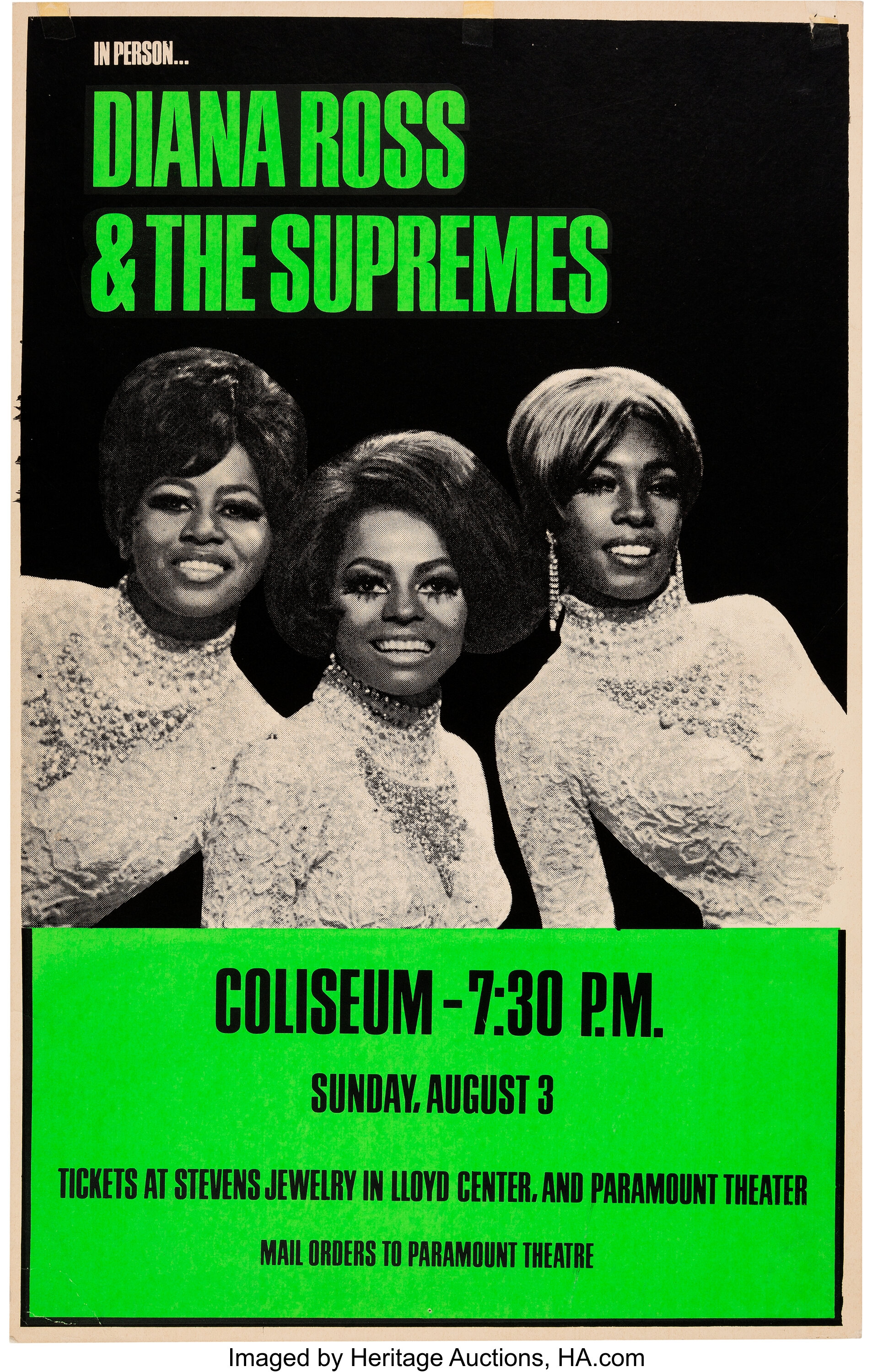 Diana Ross & The Supremes Motown Coliseum Concert Poster (1969). | Lot