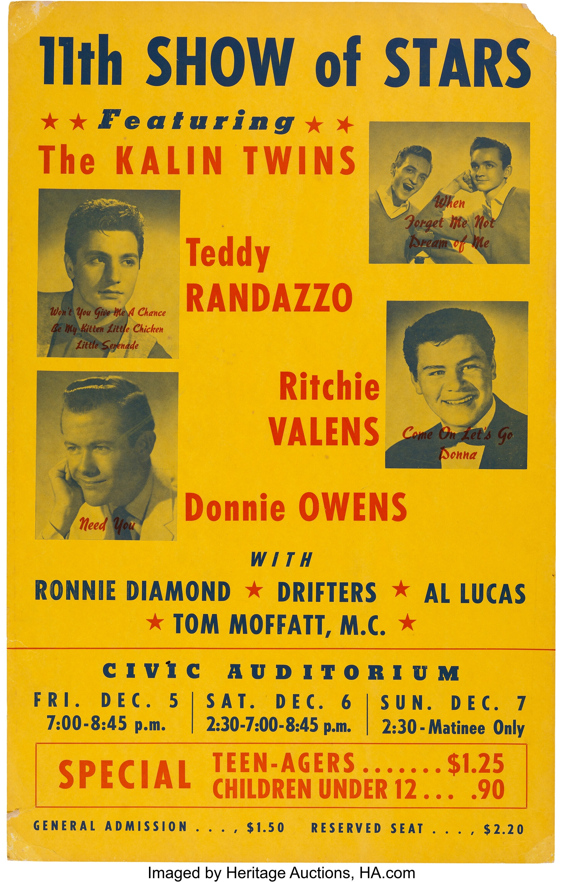 Ritchie Valens 11th Show Of Stars Civic Auditorium Concert Poster Lot 122 Heritage Auctions