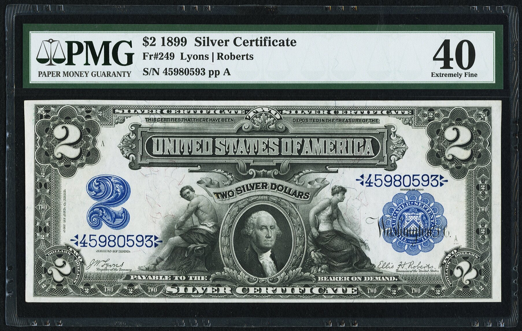 Fr 249 $2 1899 Silver Certificate PMG Extremely Fine 40 Lot