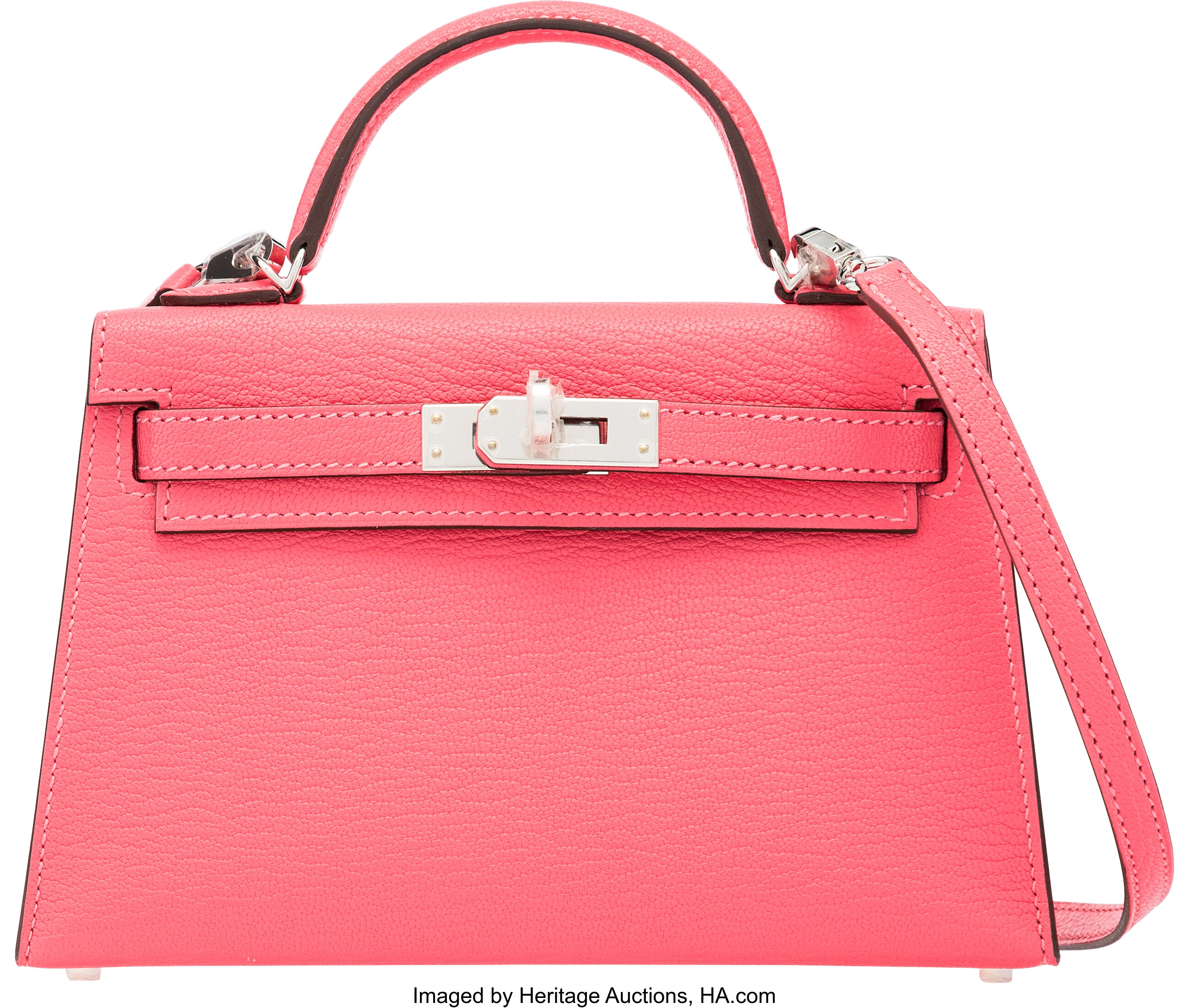 HERMES KELLY 20 Mini Kelly II Rose Lipstick Chevre Palladium VIP Limited  Edition - Upper-Luxury