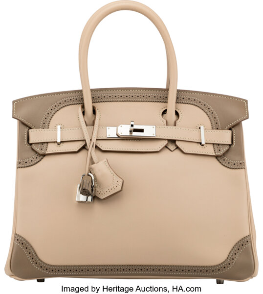 A LIMITED EDITION 30CM ARGILE & ETOUPE SWIFT LEATHER GHILLIES BIRKIN BAG,  HERMÈS, 2012