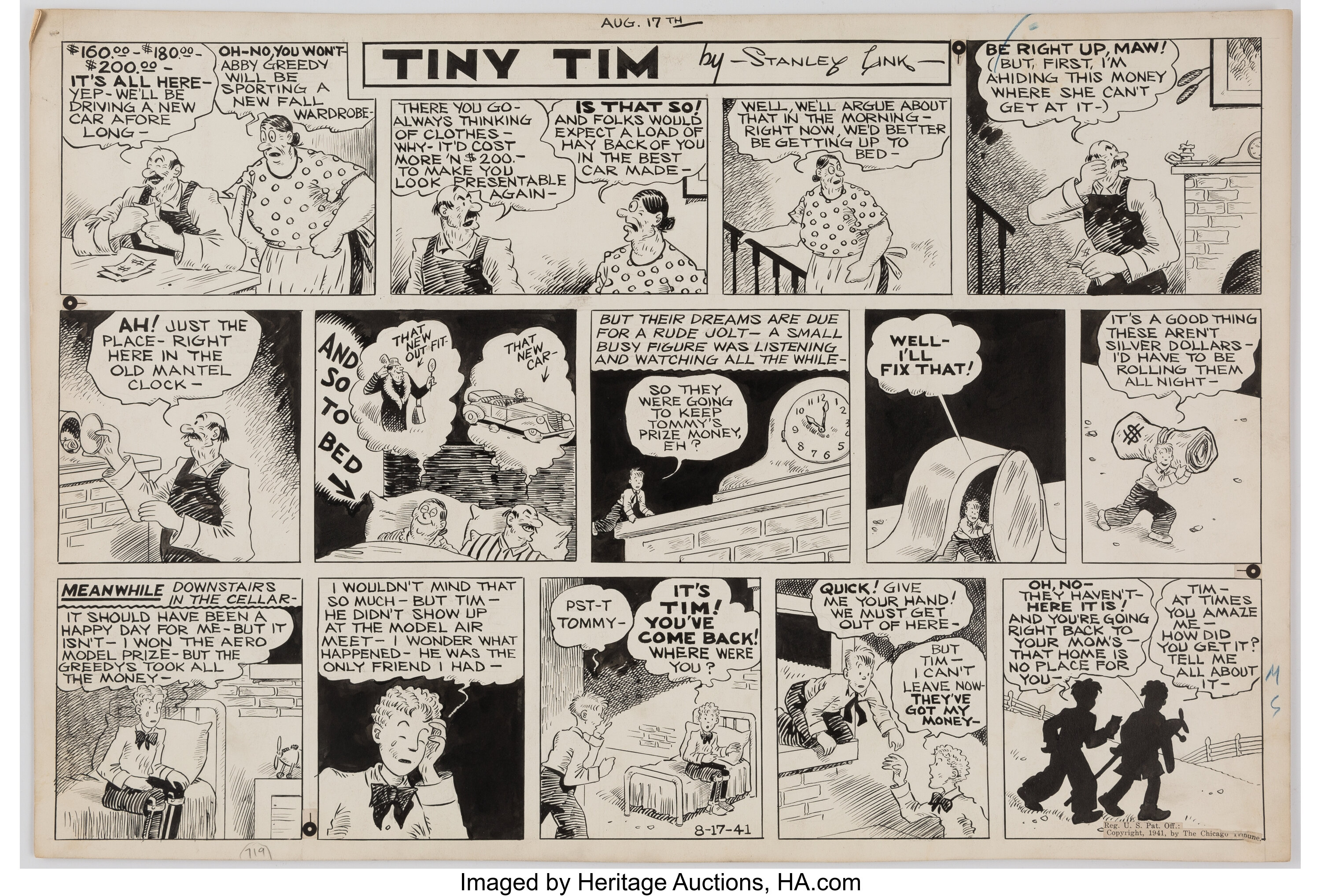 H81 TINY TIM by Stanley Link Sunday Half Page Comic Strip February