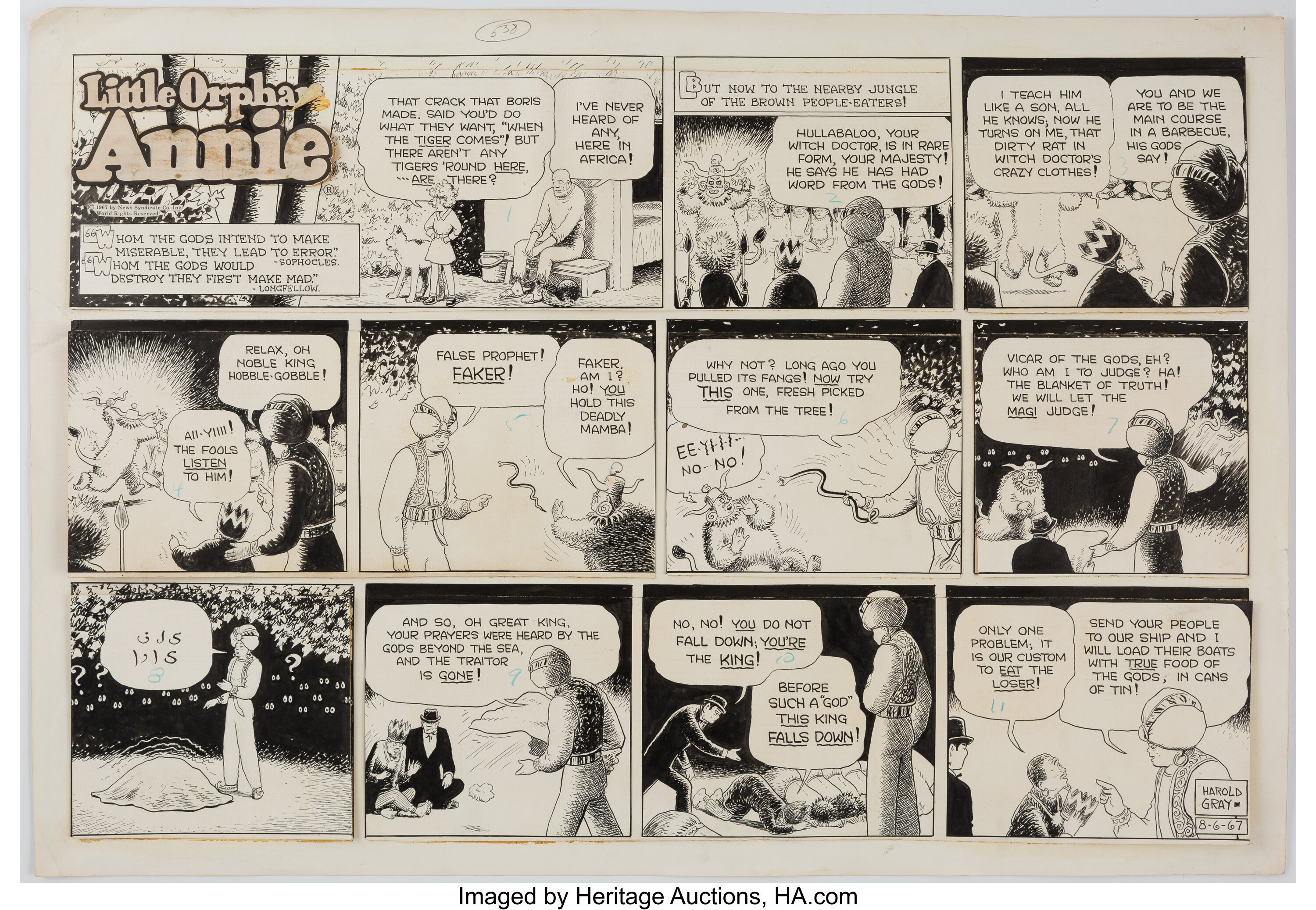 Harold Gray Little Orphan Annie Sunday Comic Strip Original Art Lot 11060 Heritage Auctions