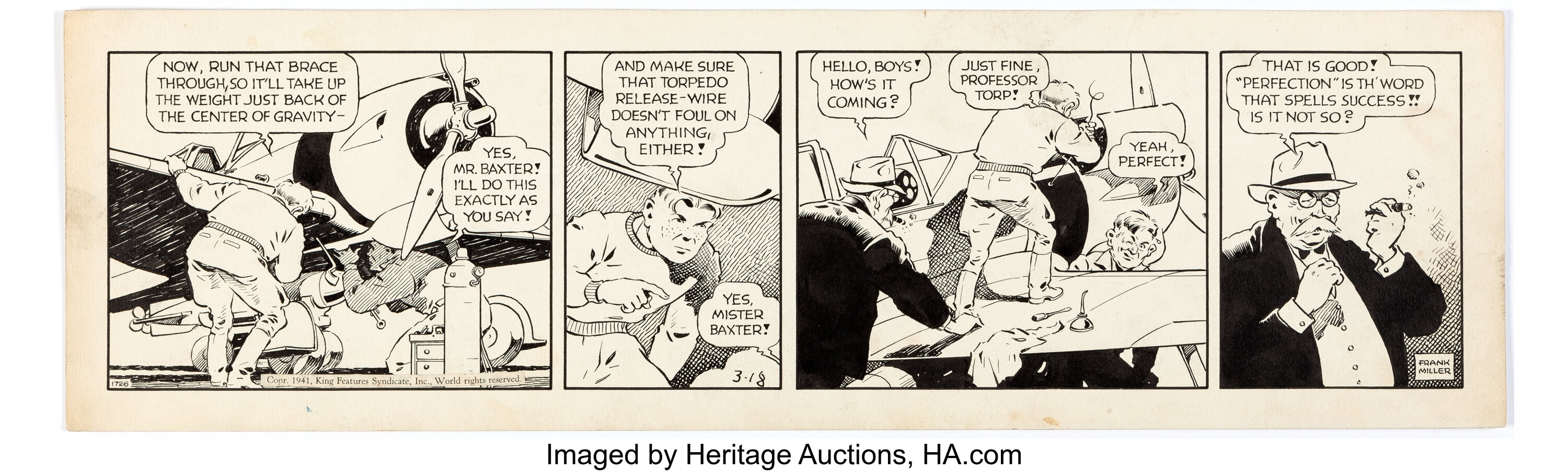 Frank Miller Barney Baxter In the Air Daily Comic Strip Original | Lot ...