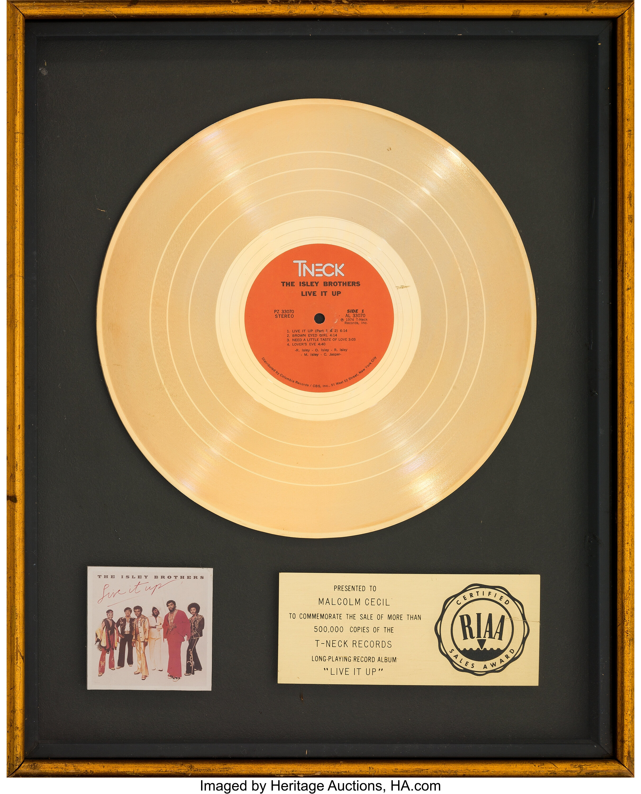 isley-brothers-live-it-up-riaa-gold-record-sales-award-t-neck-pz-lot