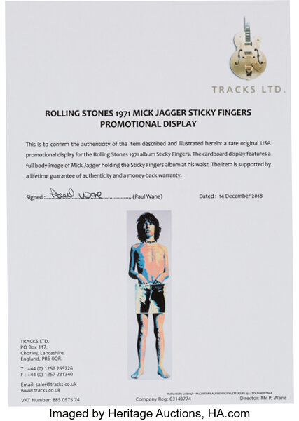 Mick Jagger Rolling Stones Sticky Fingers Promo Display