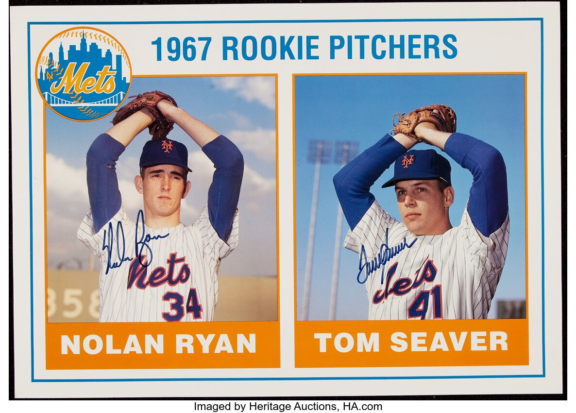 Nolan Ryan and Tom Seaver Oversized Rookie Card.  Baseball