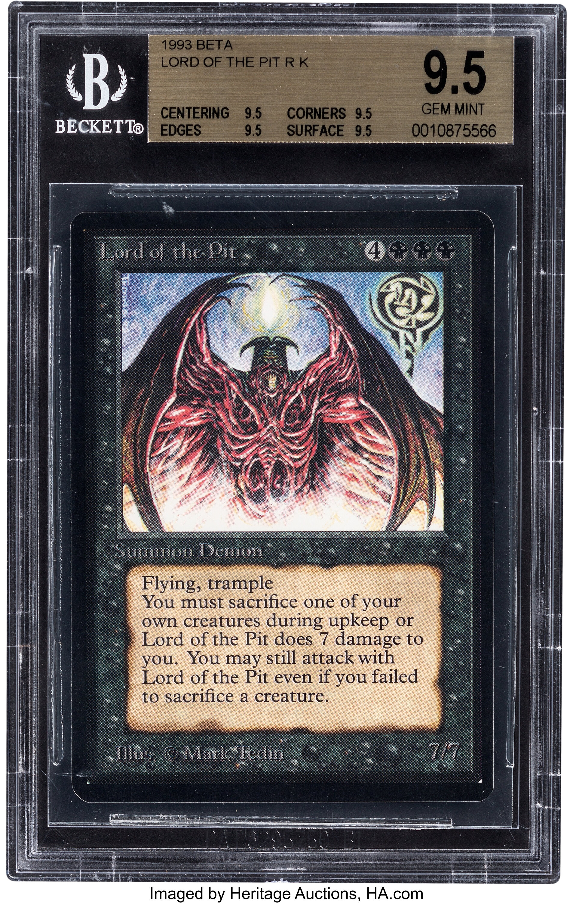 Magic: The Gathering Beta Edition Lord of the Pit BGS 9.5 (Wizards