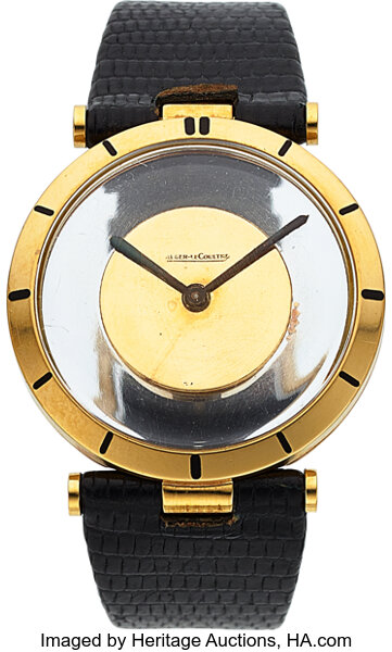 Jaeger LeCoultre Mystery Watch 18K Yellow Gold Back Wind Circa