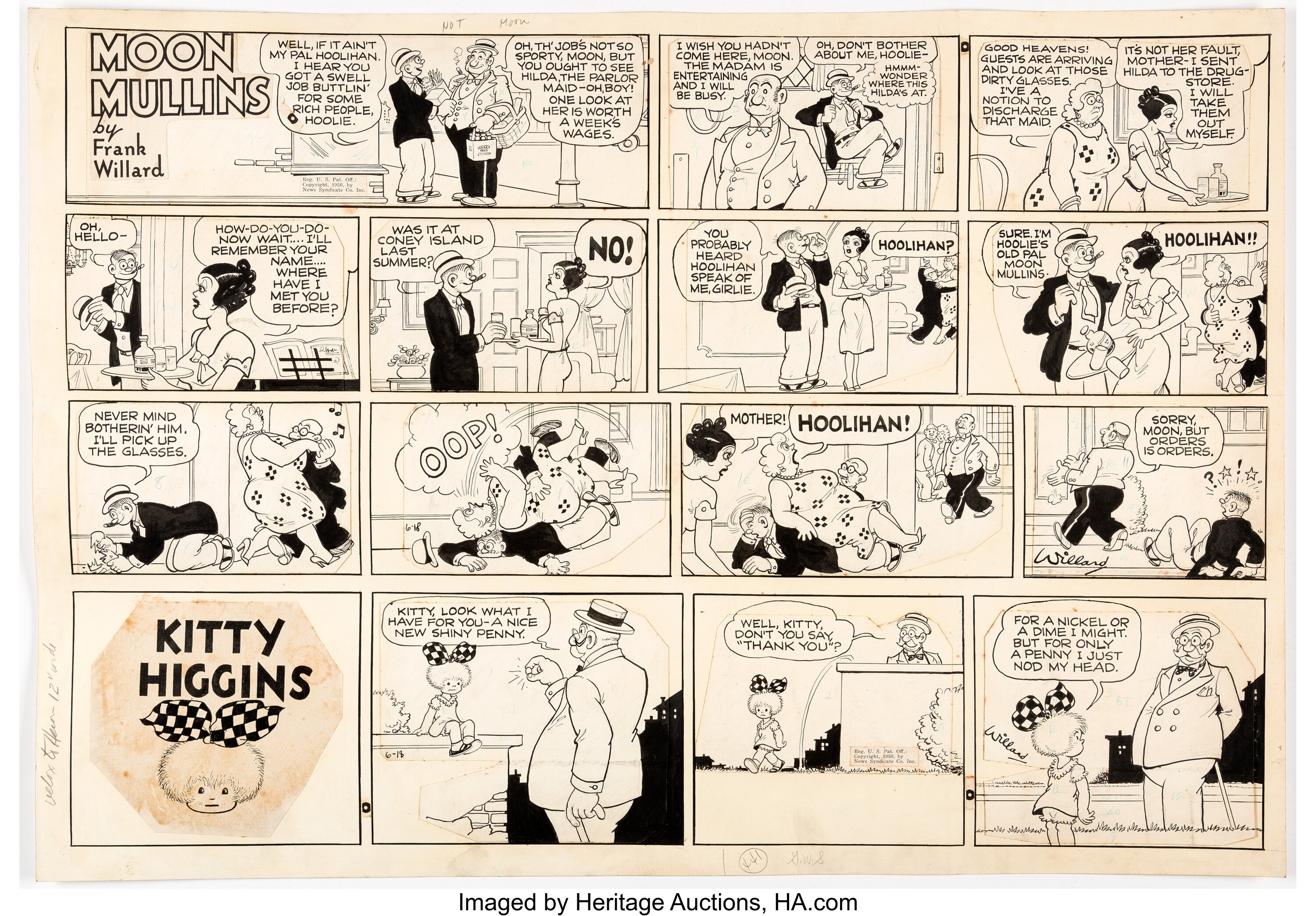 Frank Willard Moon Mullins Sunday Comic Strip Original Art Group of ...