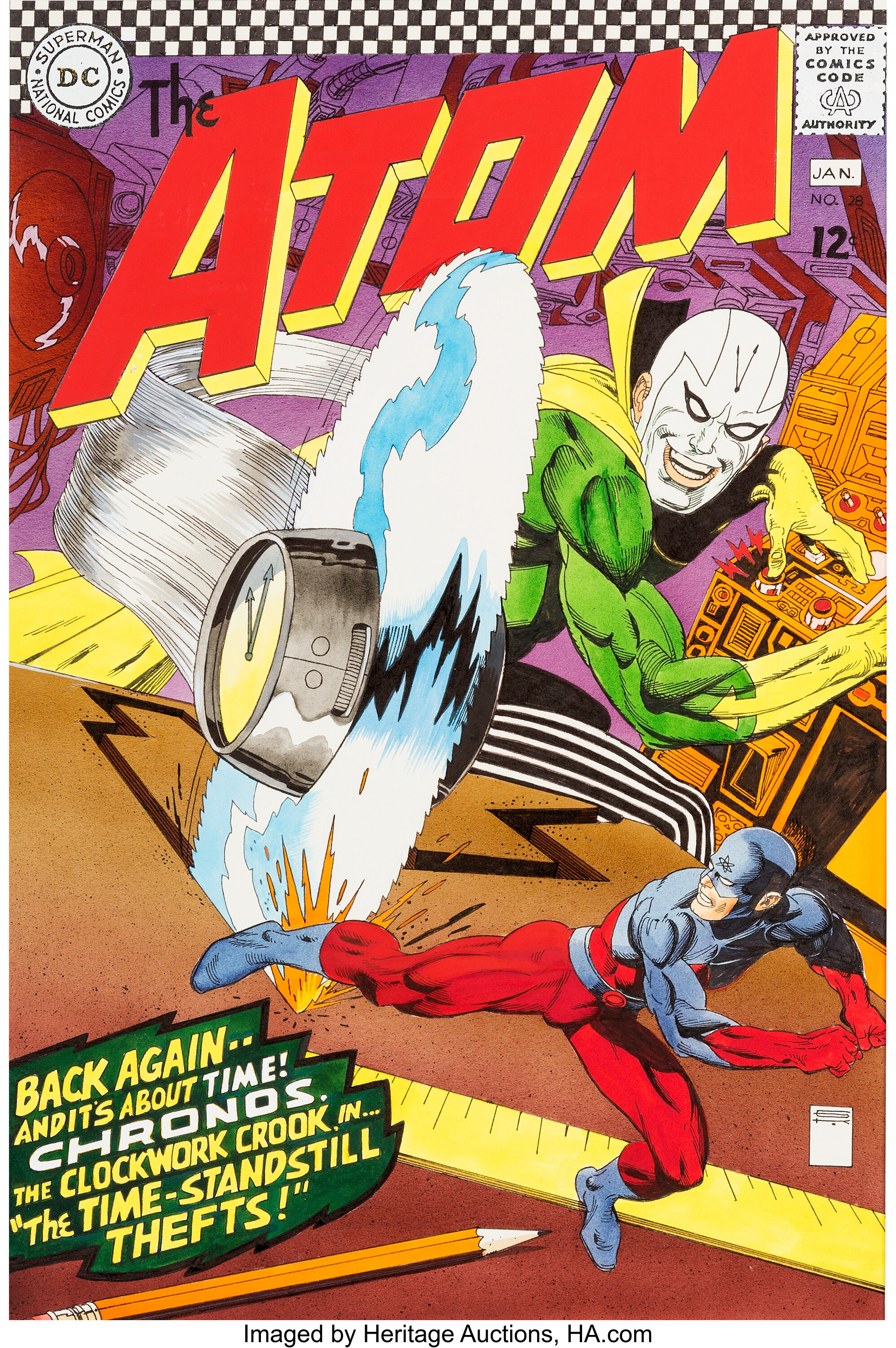 Gil Kane Atom #28 Cover Recreation Painting Original Art (1997 ...