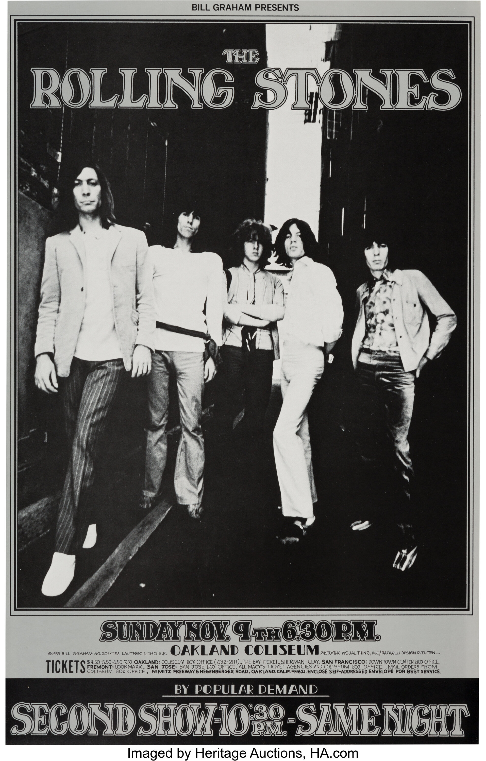 The Rolling Stones Oakland Coliseum Concert Poster (Bill Graham, | Lot ...