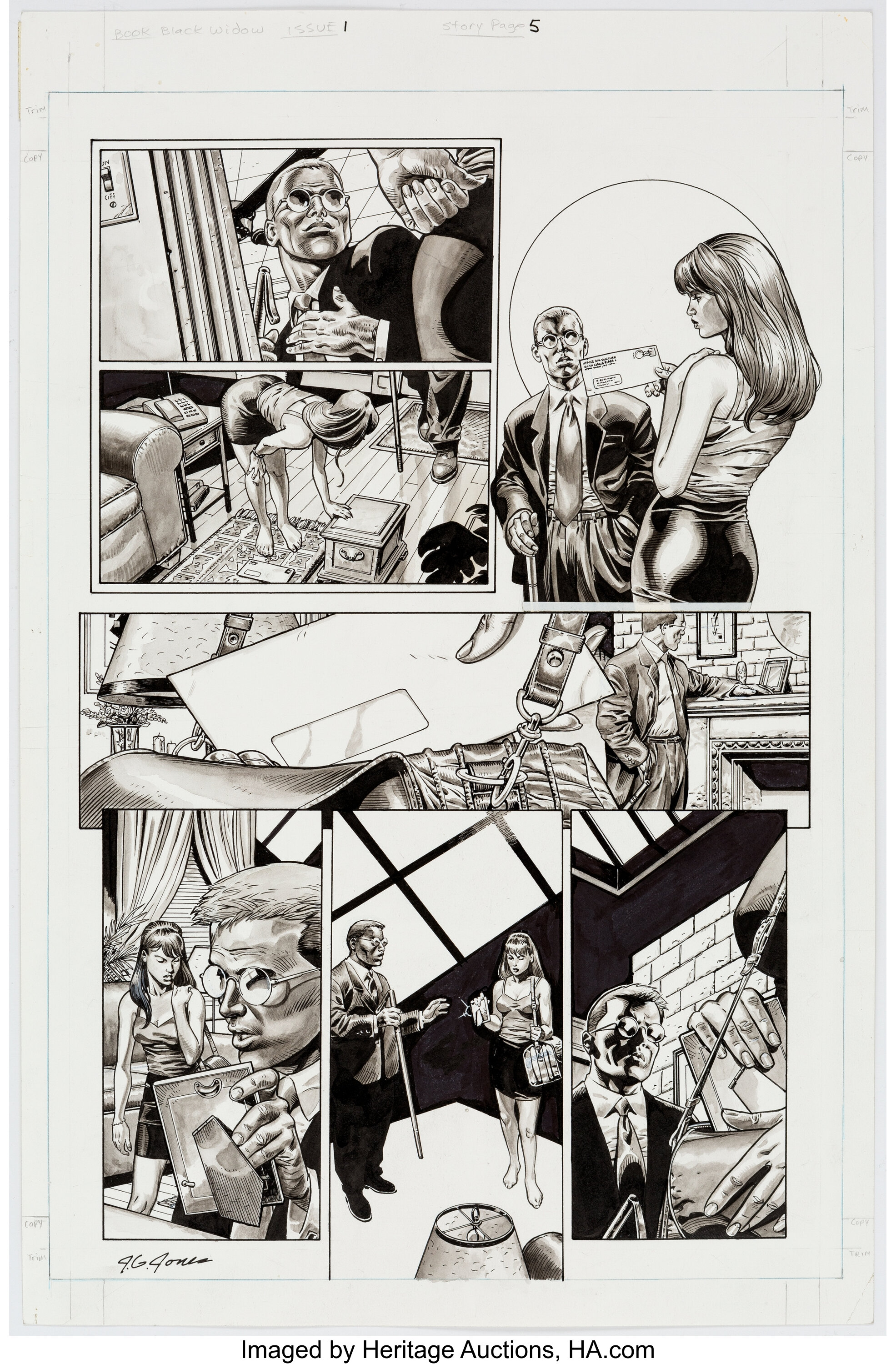 black widow original comic art