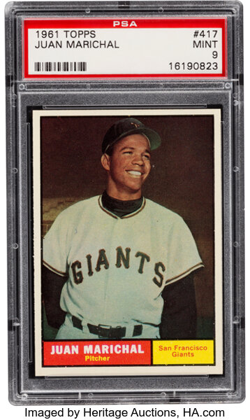 1961 Topps Juan Marichal #417 PSA Mint 9. Baseball Cards Singles, Lot  #52021