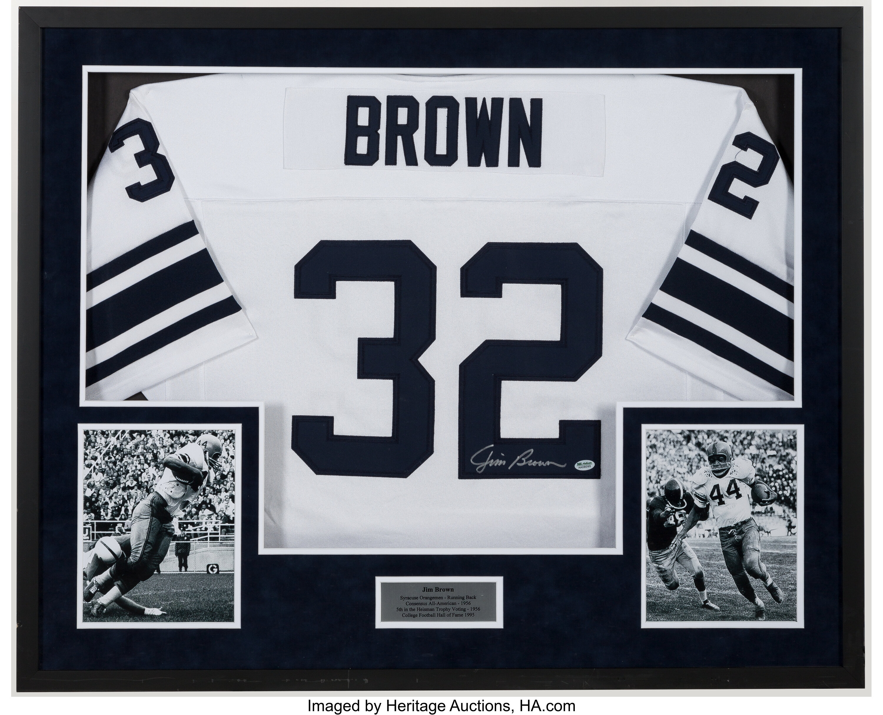 Jim Brown Autographed Framed Browns Jersey