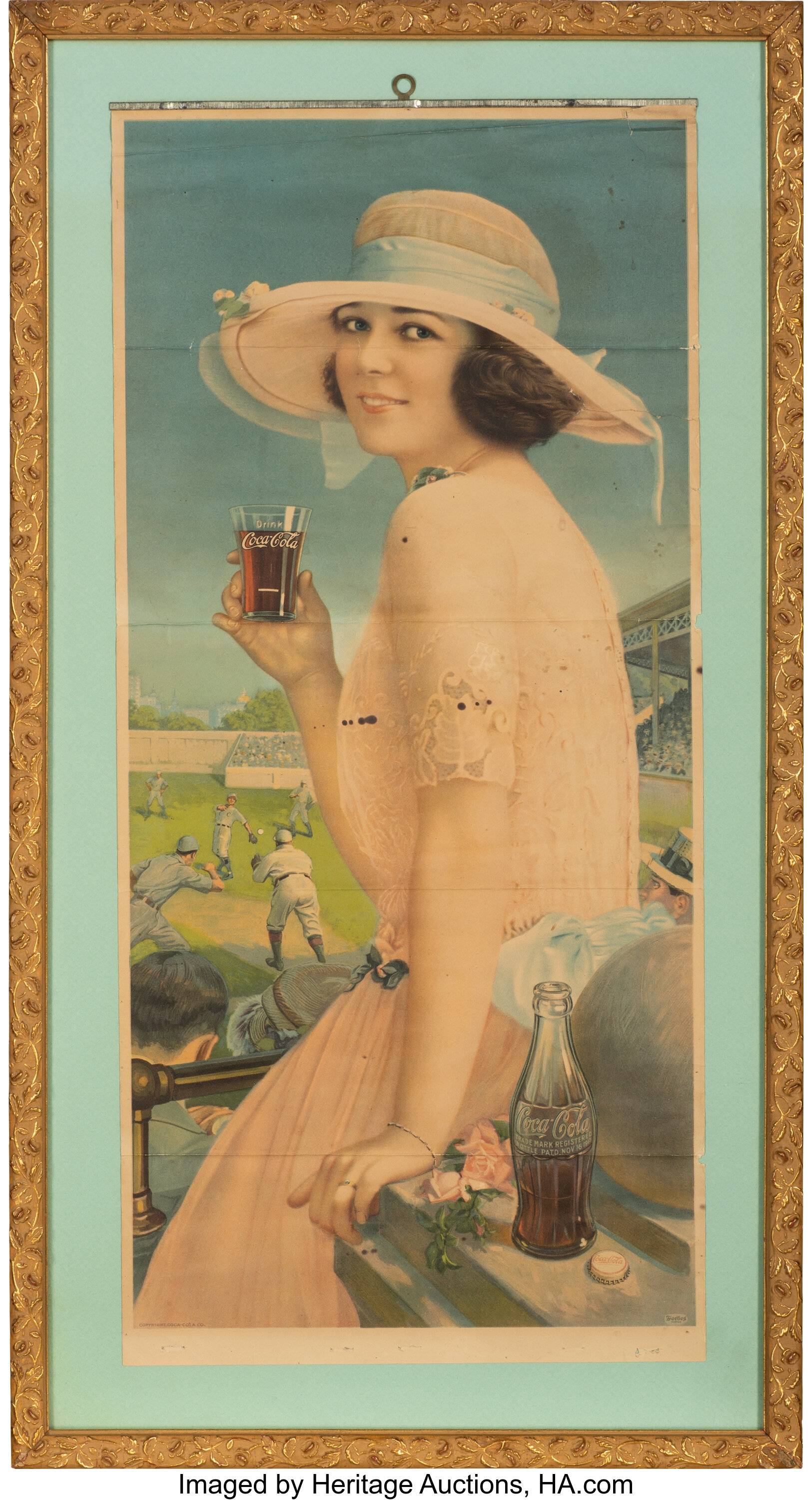 1922-calendar-top-coca-cola-girl-at-baseball-game-advertising-lot