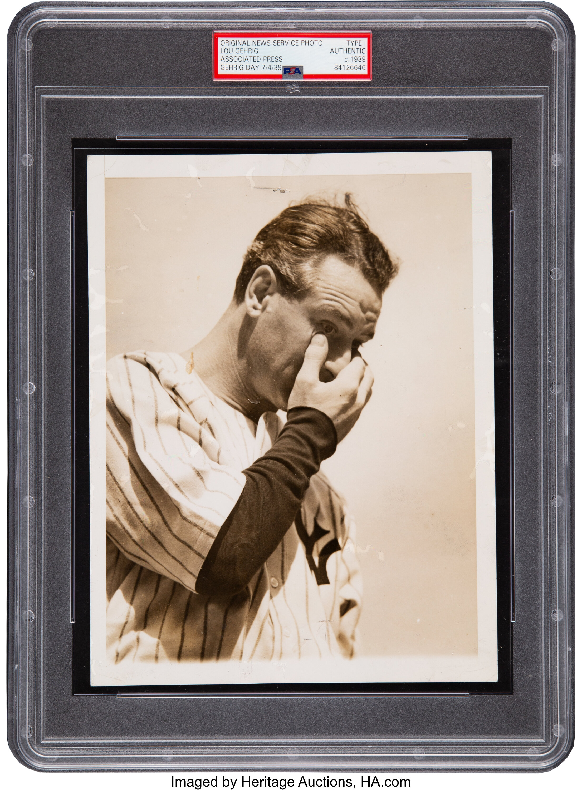 1939 Lou Gehrig Farewell Speech Original News Photograph, PSA/DNA, Lot  #50102