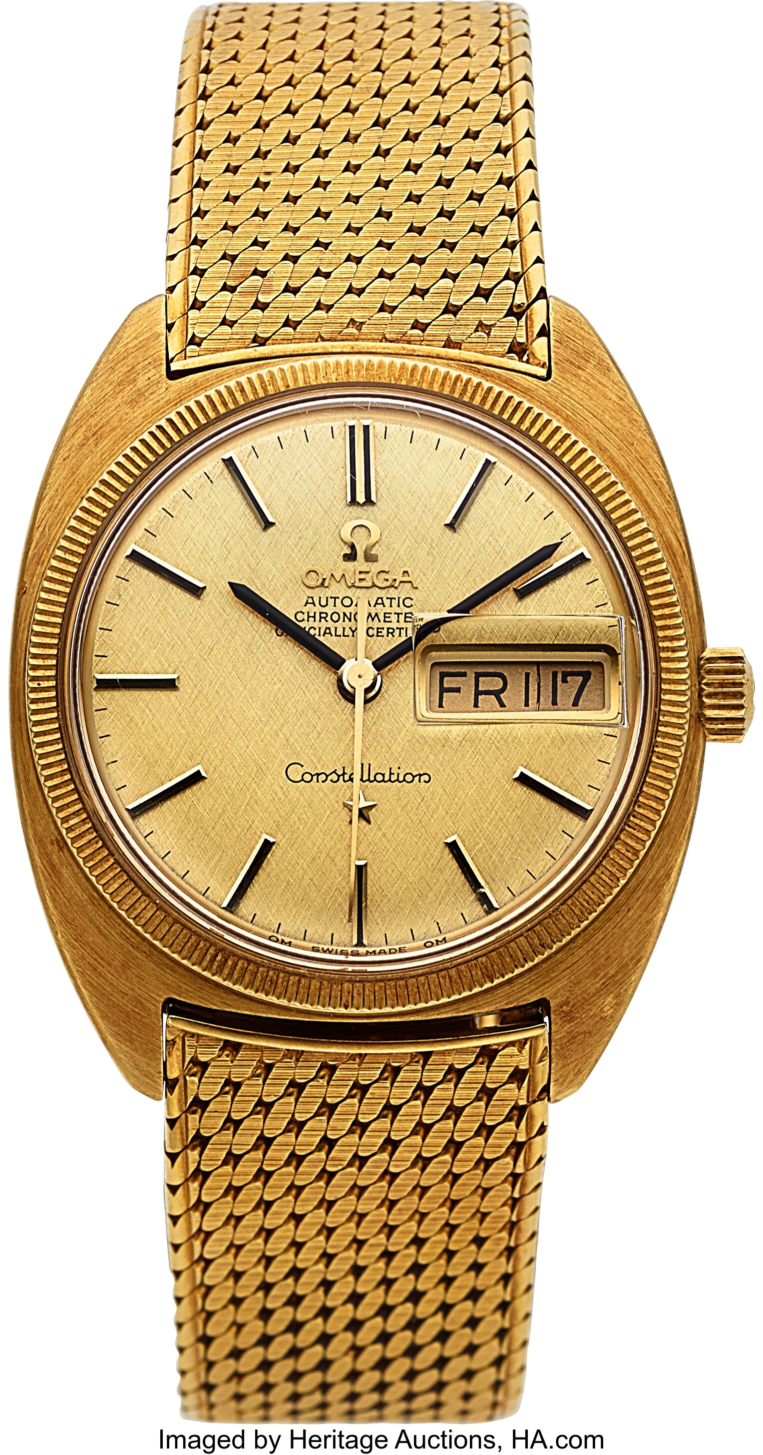 Omega Very Fine Constellation Day Date 18K Yellow Gold Case and