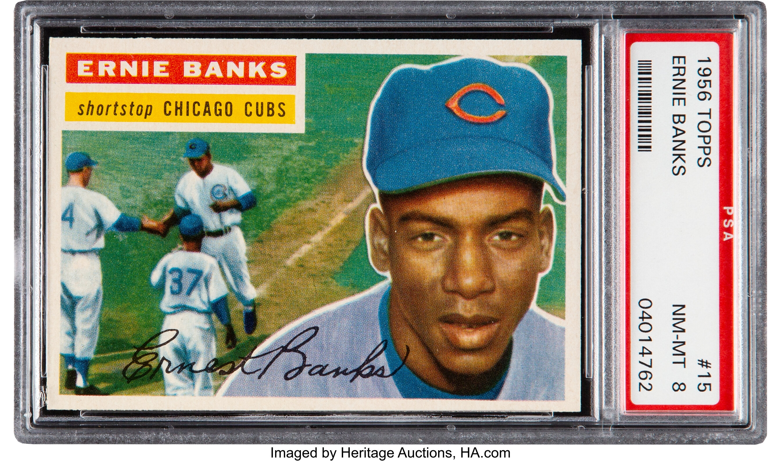 1956 Topps #15 Ernie Banks PSA 4 Graded Baseball Card White