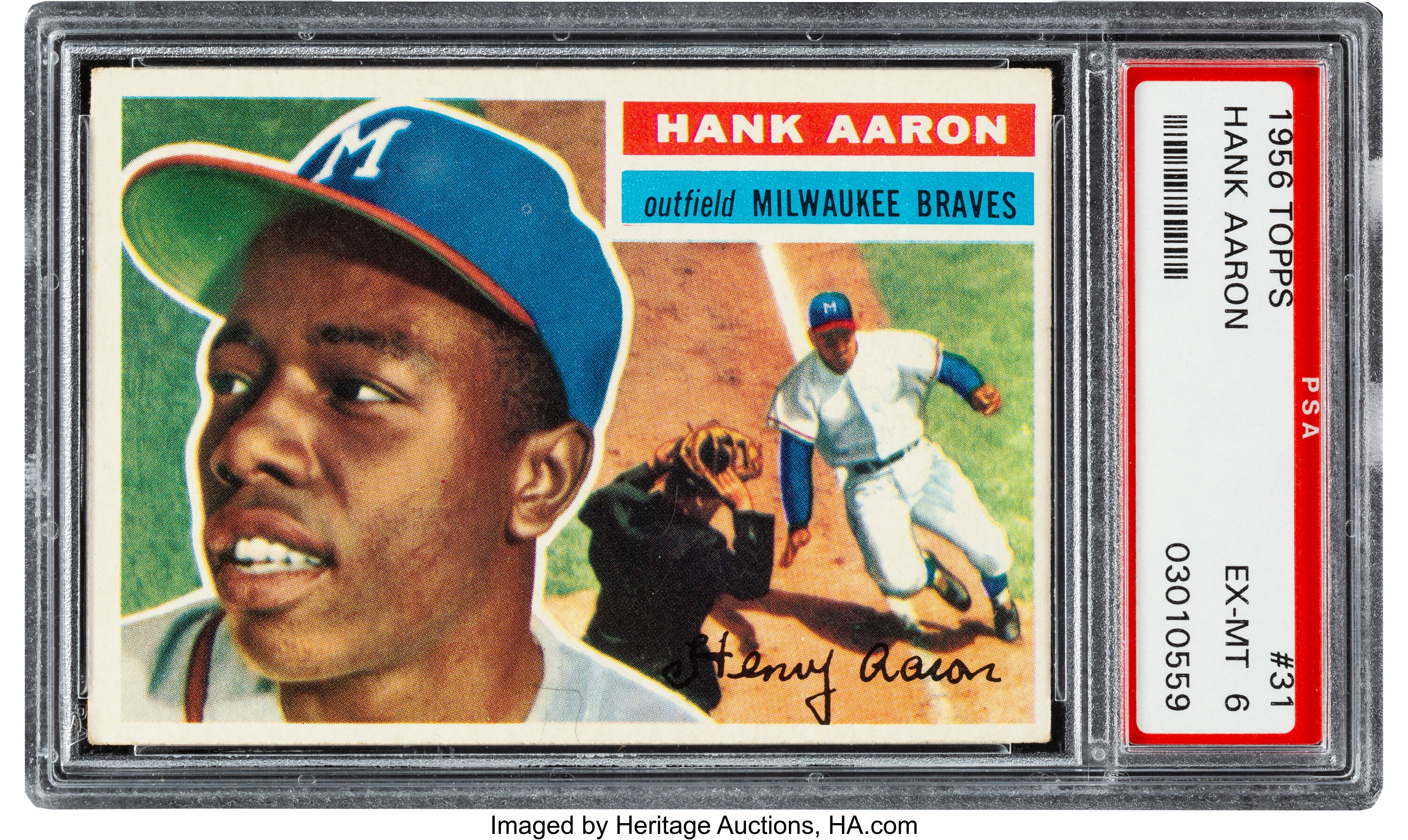 Hank Aaron Milwaukee Braves 1956 Topps Gray Back #31 Card