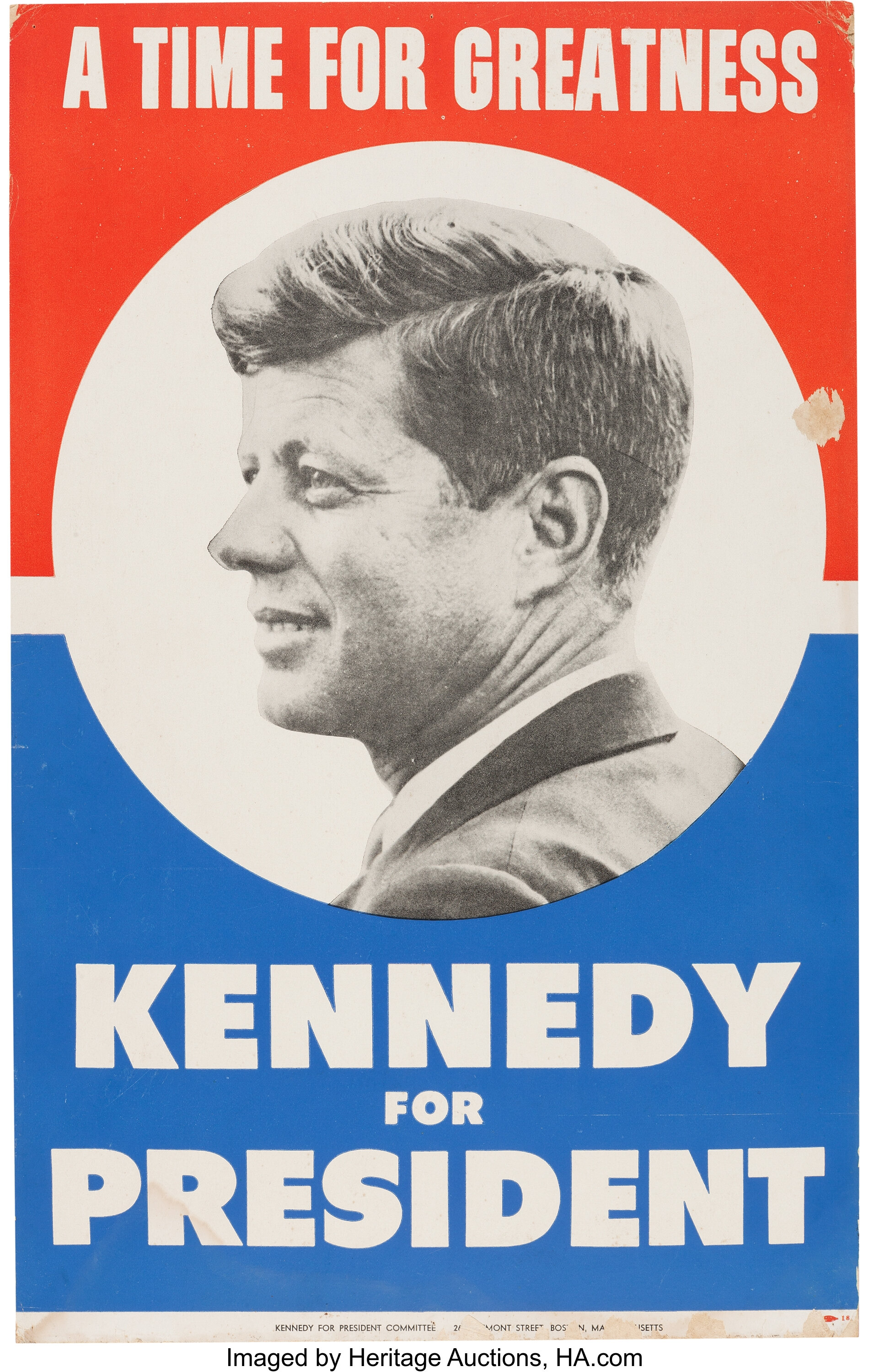 John F Kennedy Time For Greatness Cardboard Placard Lot 43888 Heritage Auctions 