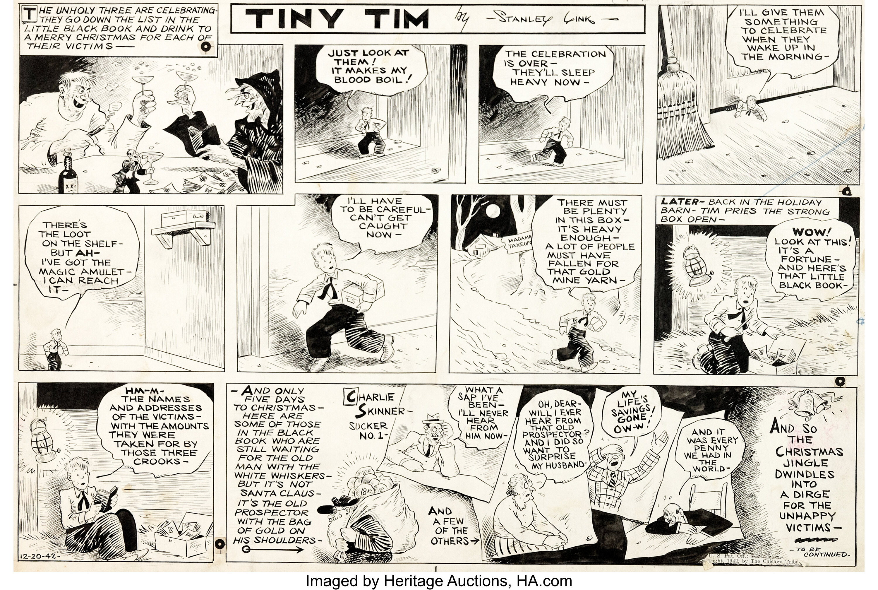 Stanley Link Tiny Tim Sunday Comic Strip Original Art dated | Lot ...